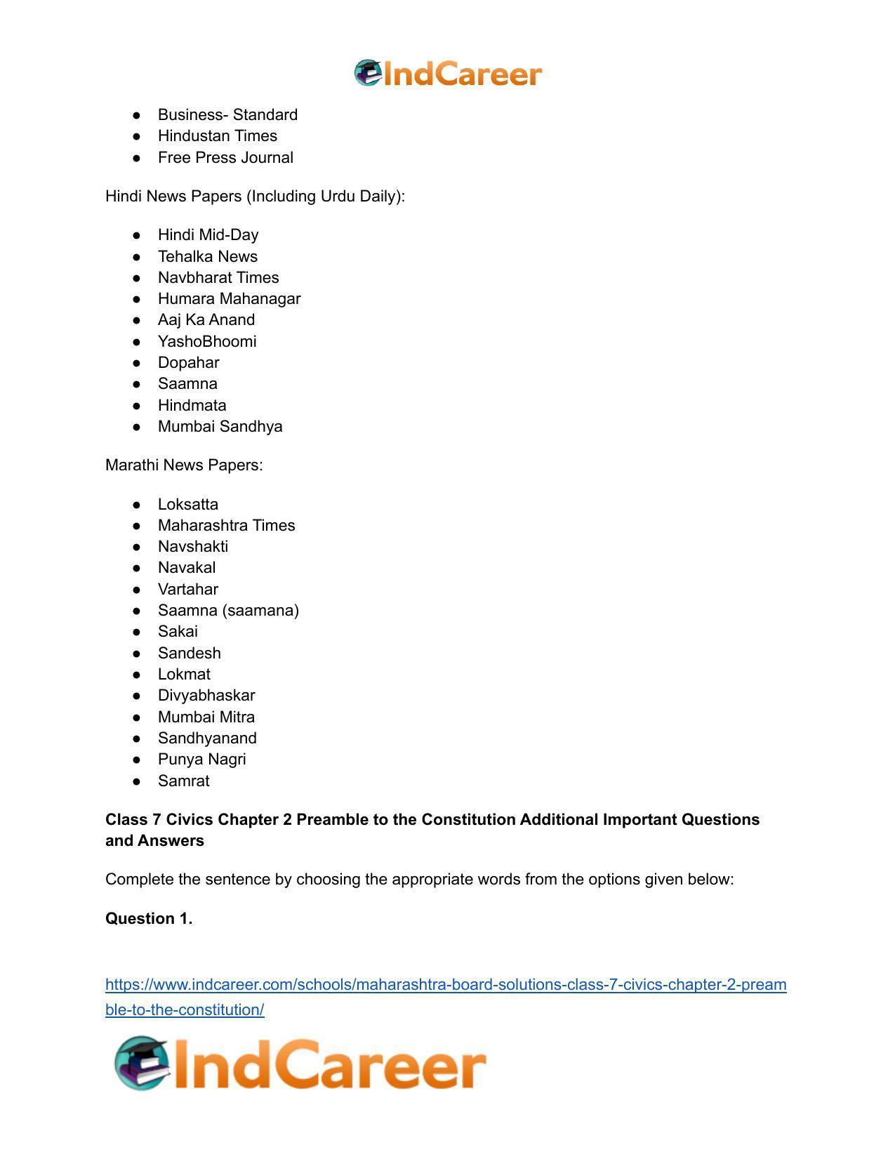 Maharashtra Board Solutions Class 7-Civics: Chapter 2- Preamble to the Constitution - Page 10