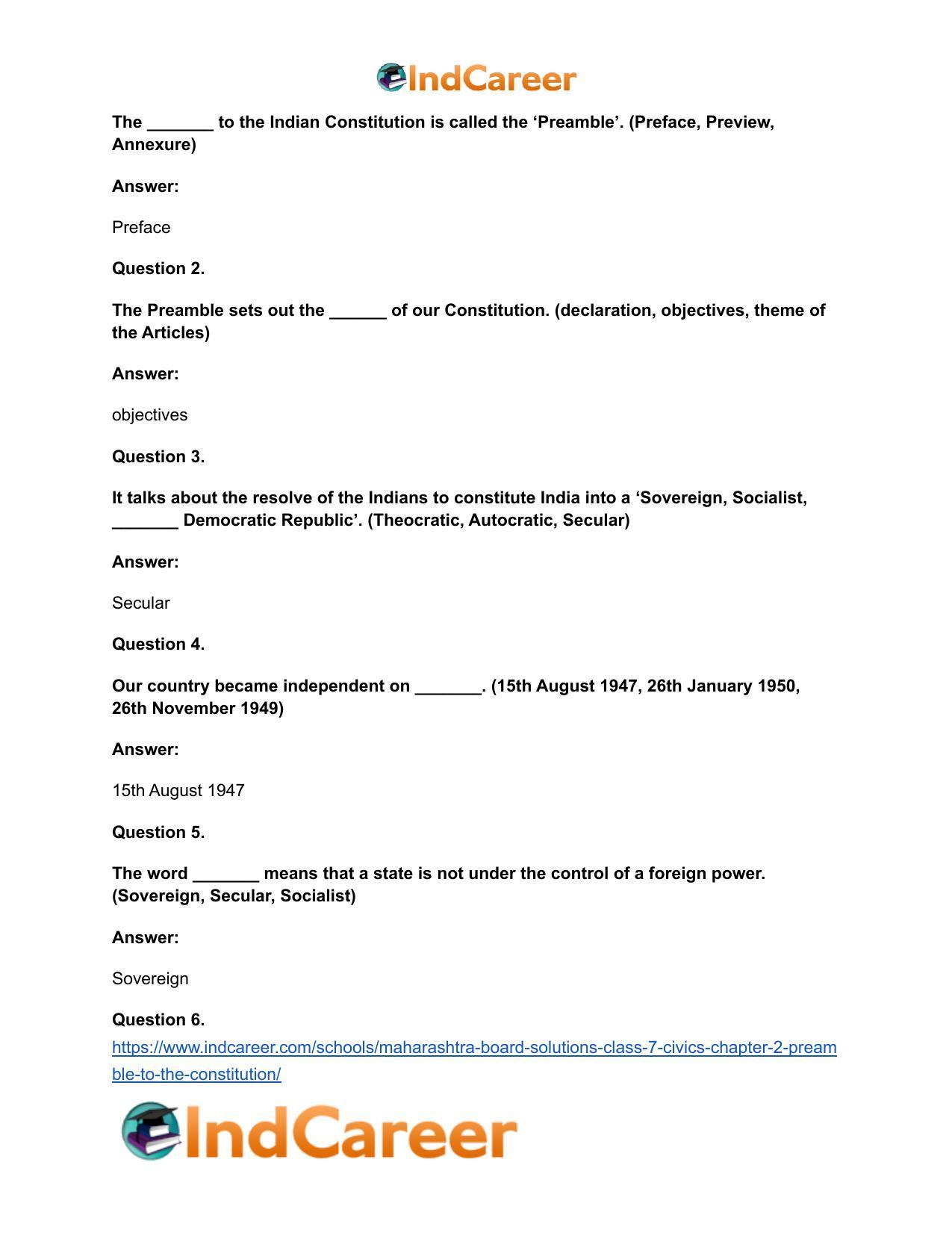 Maharashtra Board Solutions Class 7-Civics: Chapter 2- Preamble to the Constitution - Page 11