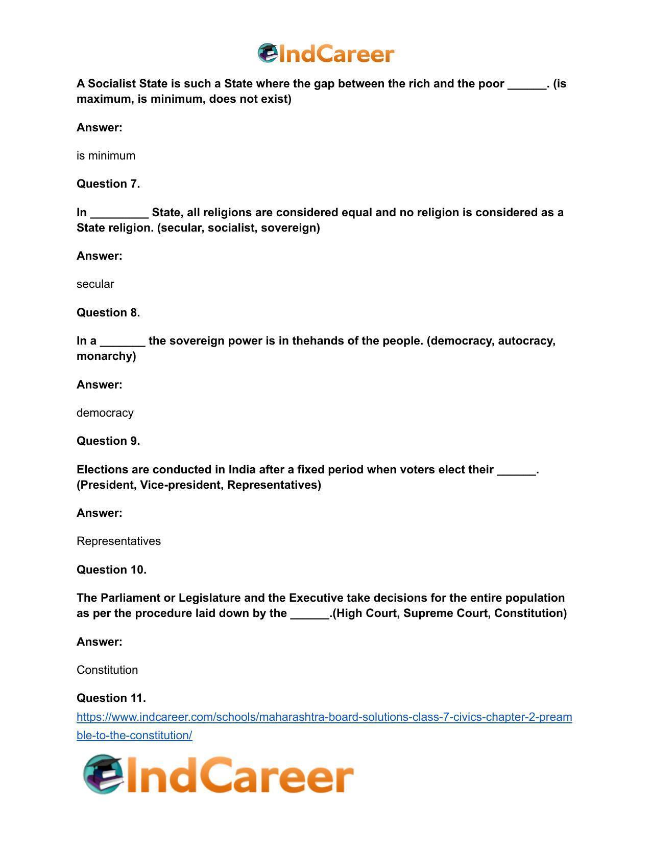 Maharashtra Board Solutions Class 7-Civics: Chapter 2- Preamble to the Constitution - Page 12
