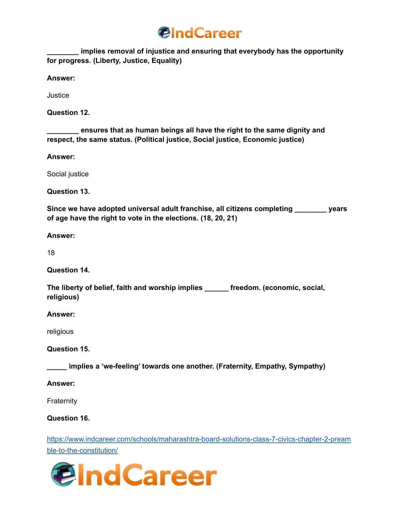 Maharashtra Board Solutions Class 7-Civics: Chapter 2- Preamble to the Constitution - Page 13