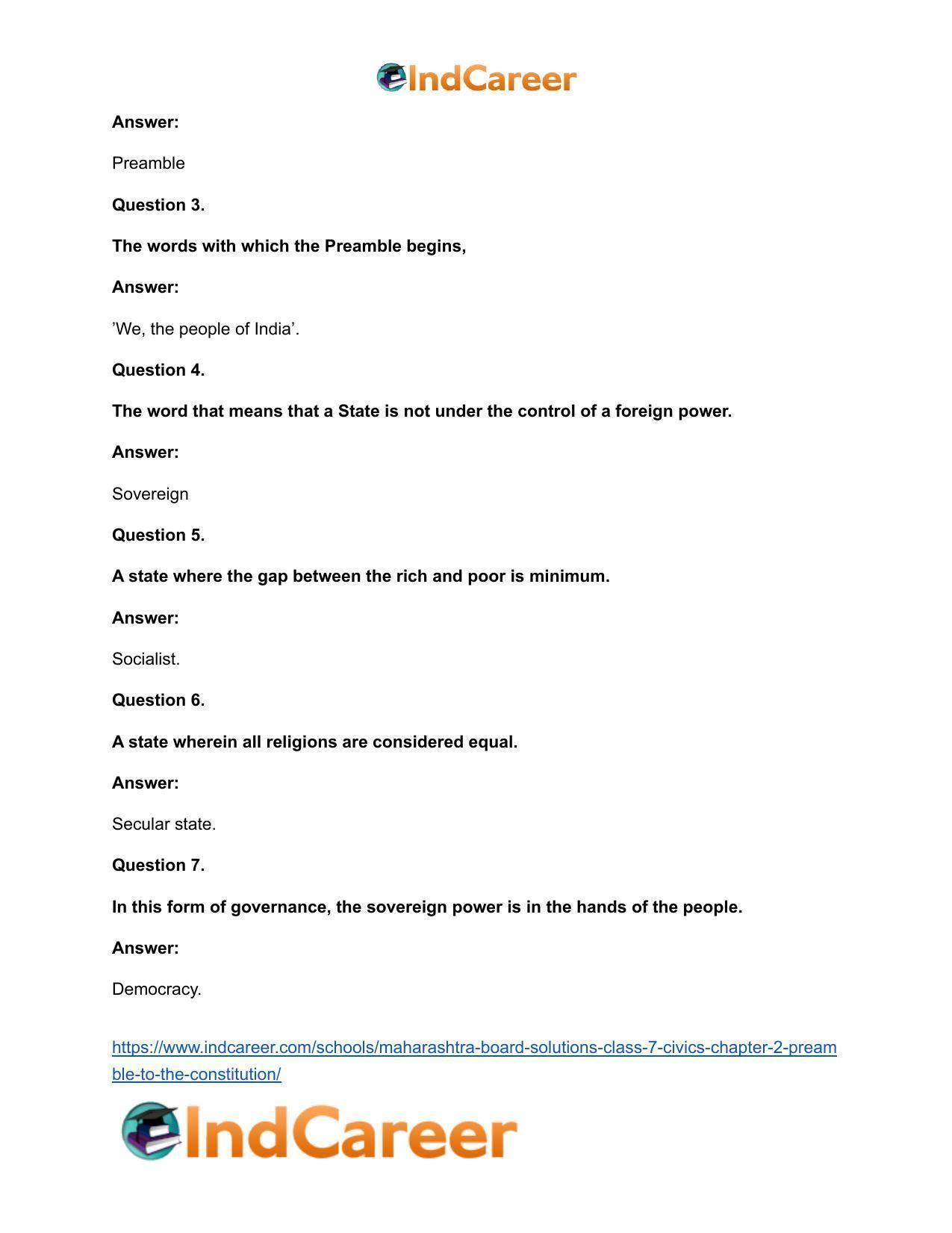 Maharashtra Board Solutions Class 7-Civics: Chapter 2- Preamble to the Constitution - Page 15