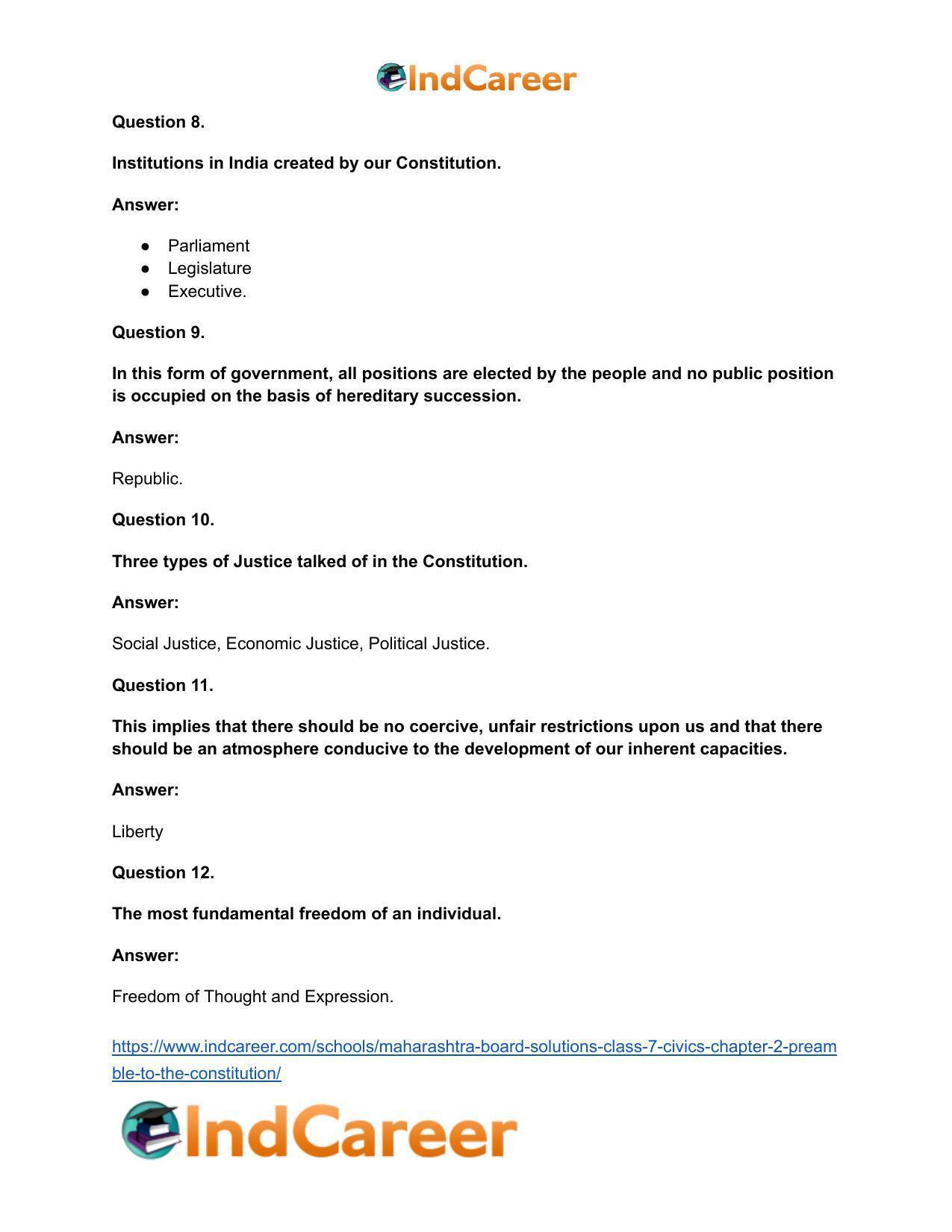 Maharashtra Board Solutions Class 7-Civics: Chapter 2- Preamble to the Constitution - Page 16