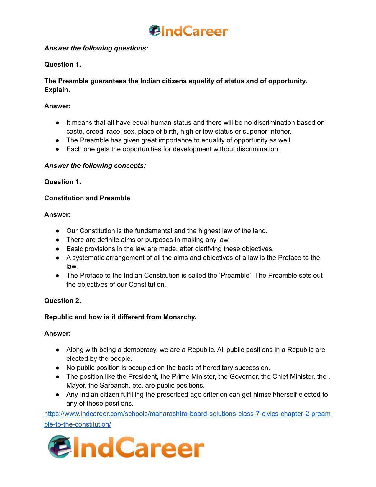Maharashtra Board Solutions Class 7-Civics: Chapter 2- Preamble to the Constitution - Page 18