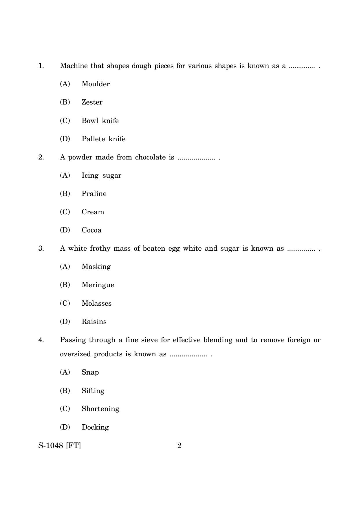 Goa Board Class 10 Bakery (November 2022) Question Paper - Page 2