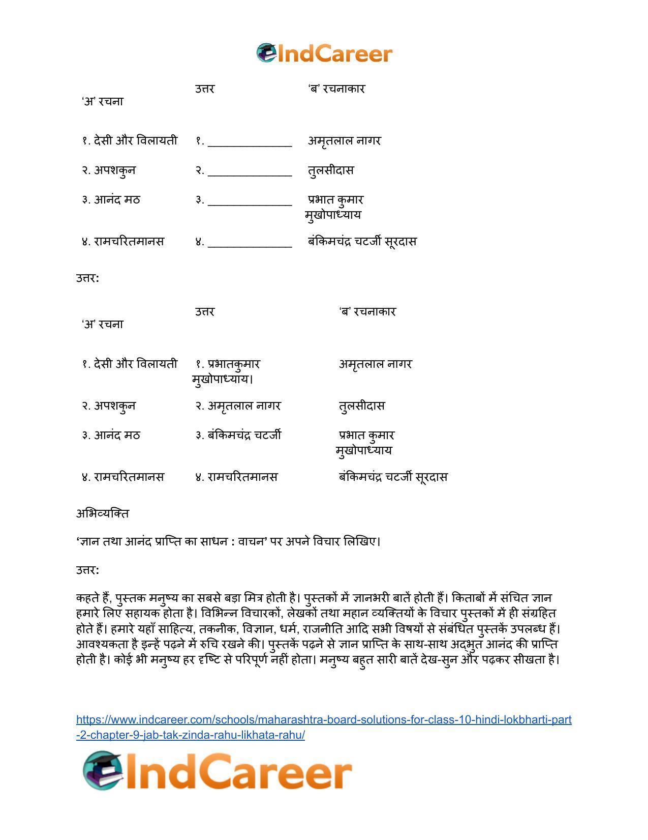Maharashtra Board Solutions for Class 10- Hindi Lokbharti (Part 2): Chapter 9- जब तक जिंदा रहूँ, लिखता रहूँ - Page 7