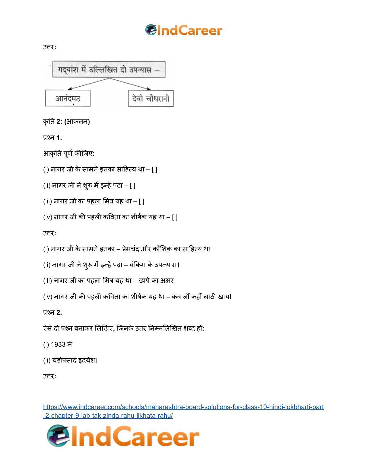 Maharashtra Board Solutions for Class 10- Hindi Lokbharti (Part 2): Chapter 9- जब तक जिंदा रहूँ, लिखता रहूँ - Page 21