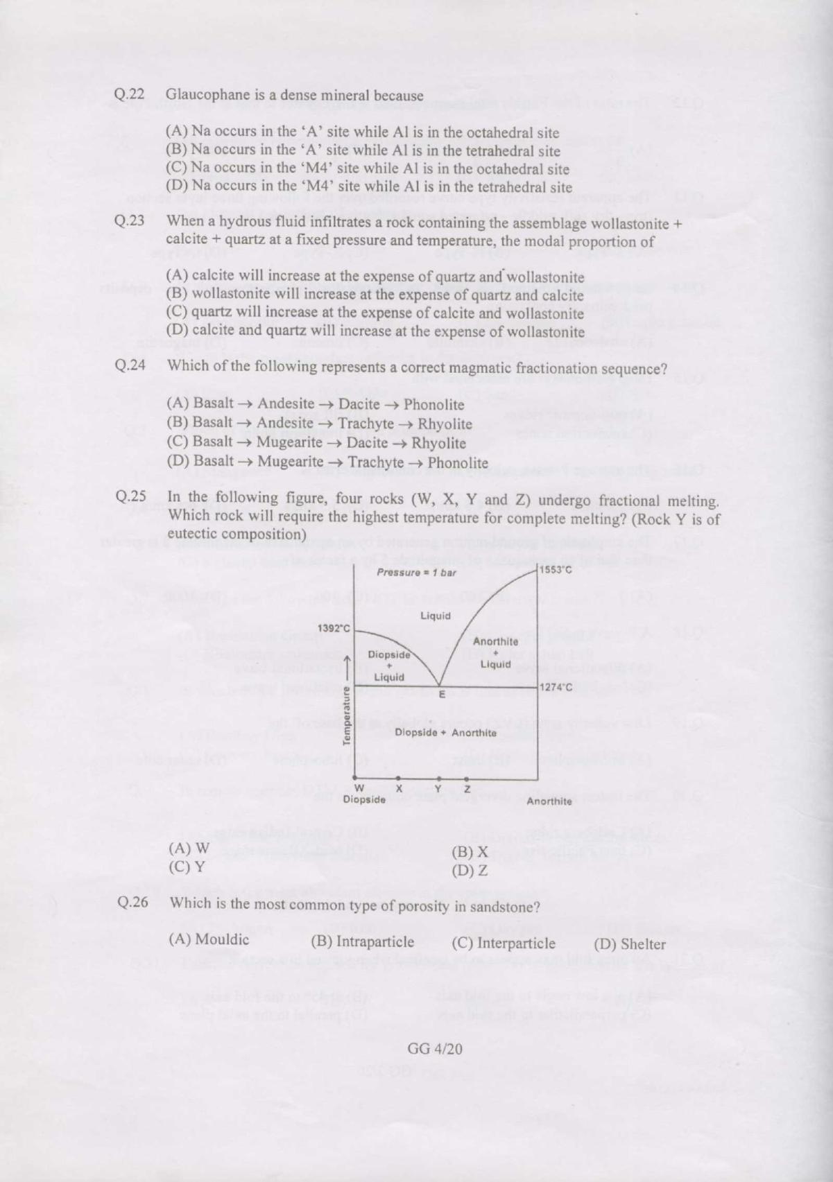 GATE 2007 Geology and Geophysics (GG) Question Paper with Answer Key - Page 4