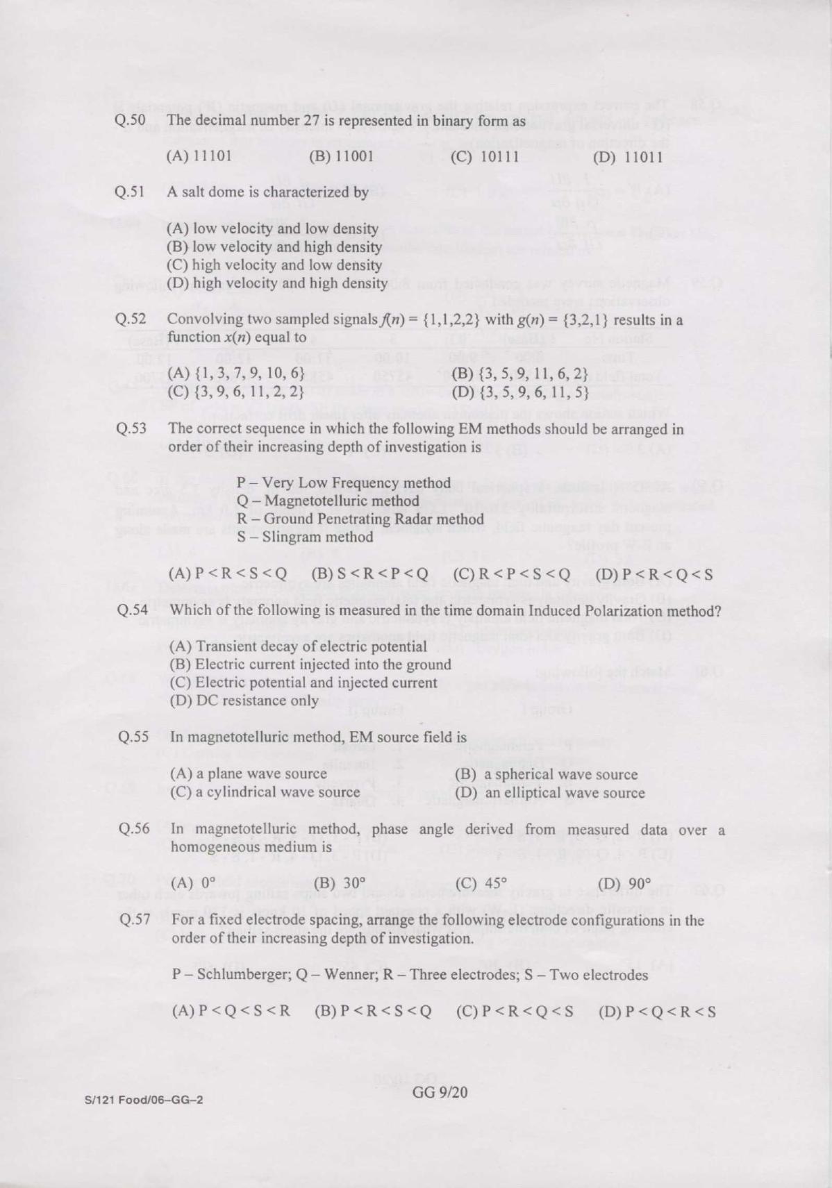 GATE 2007 Geology and Geophysics (GG) Question Paper with Answer Key - Page 9