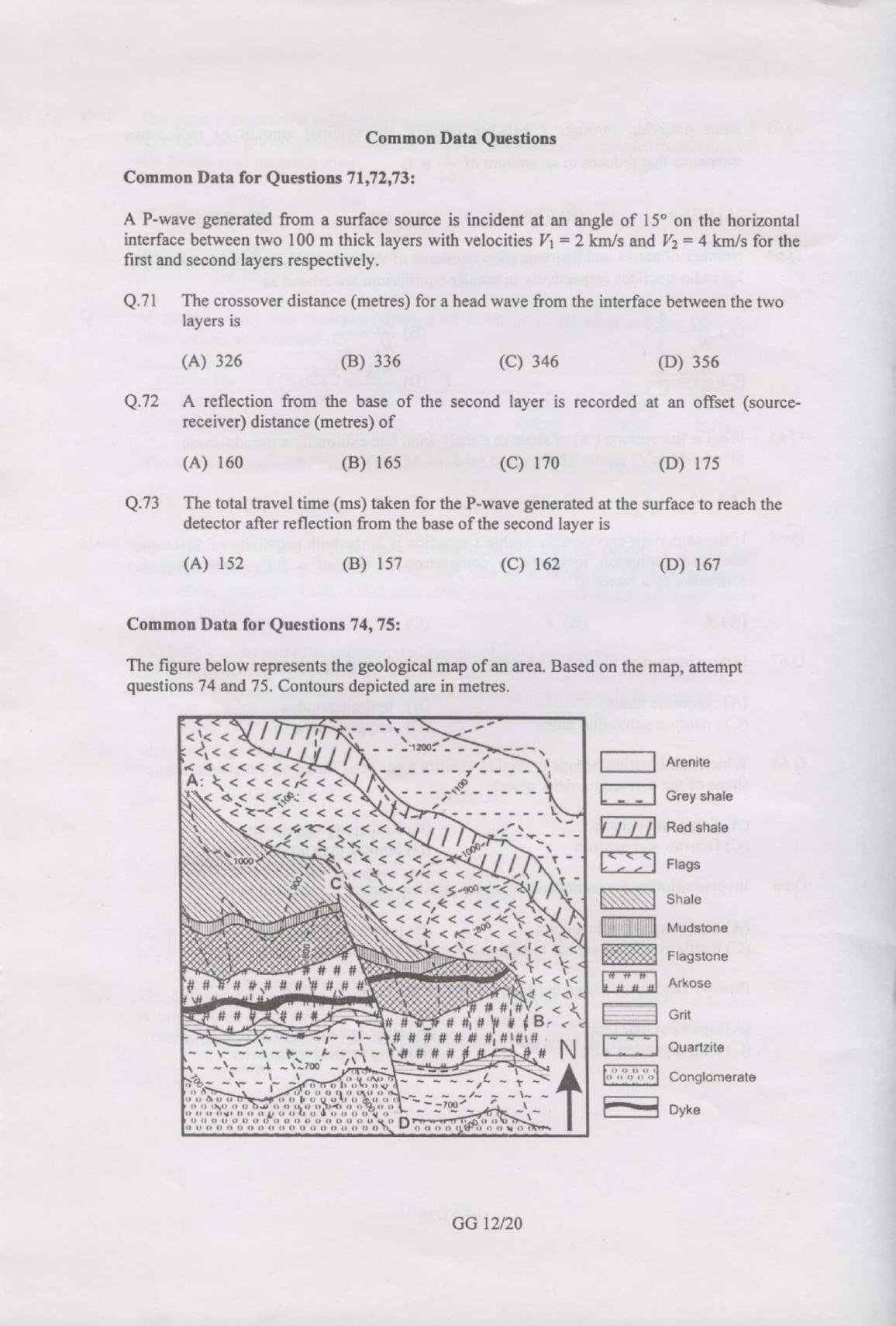 GATE 2007 Geology and Geophysics (GG) Question Paper with Answer Key - Page 12