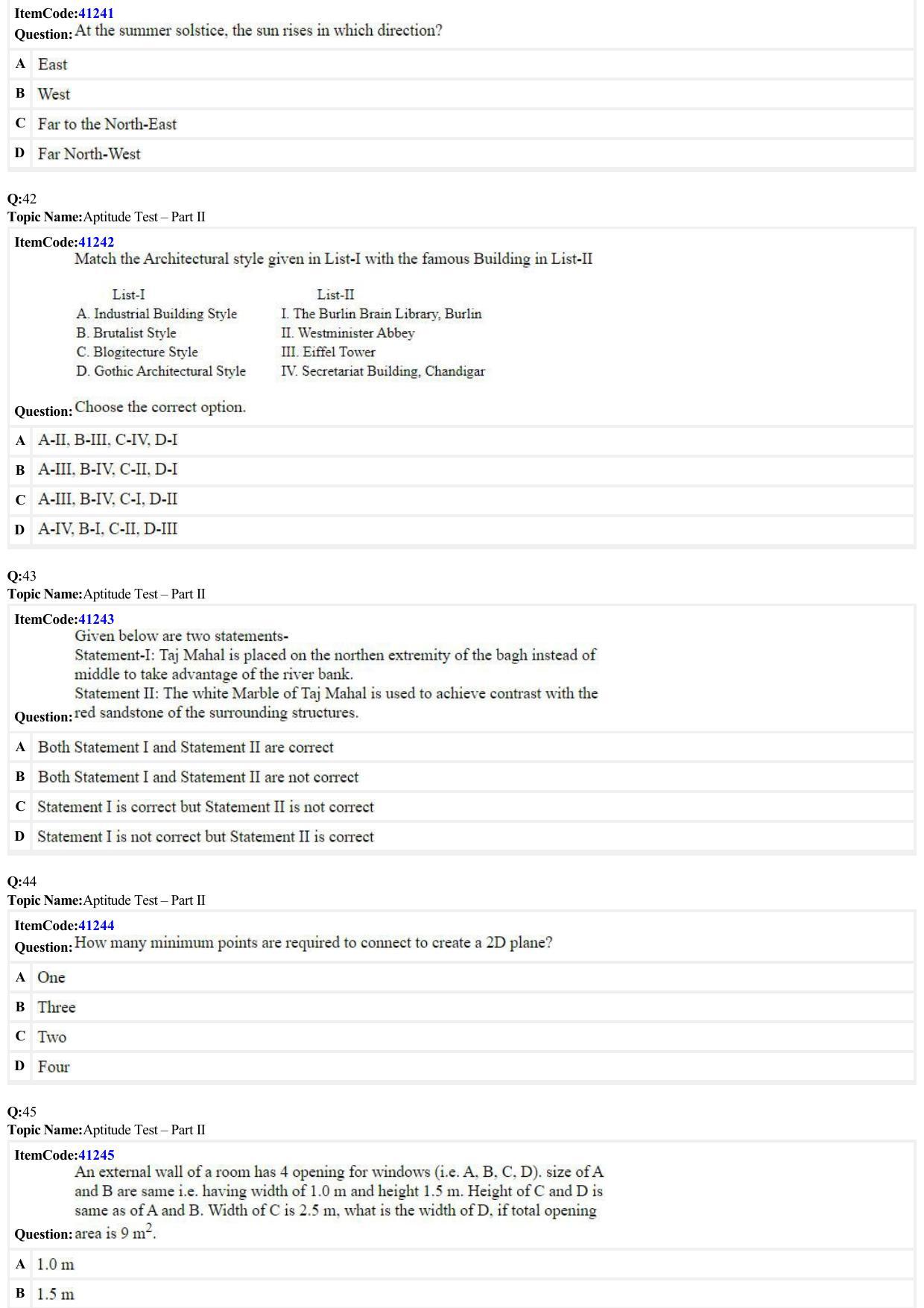 JEE Mains 2022: B Arch & B Planning English (Shift 2) 23-06-2022 Question Paper - Page 9