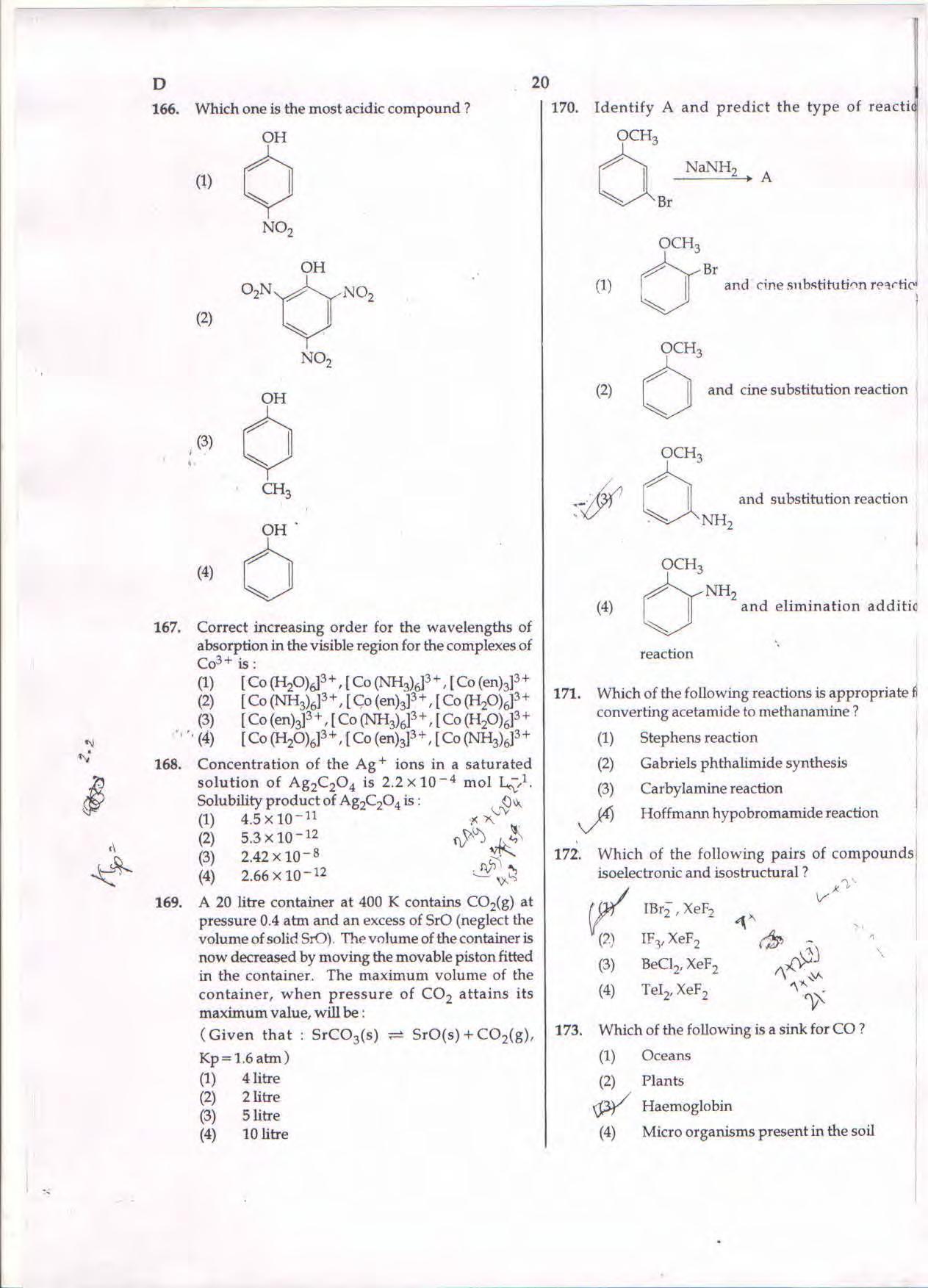 NEET Code D 2017 Question Paper - Page 20