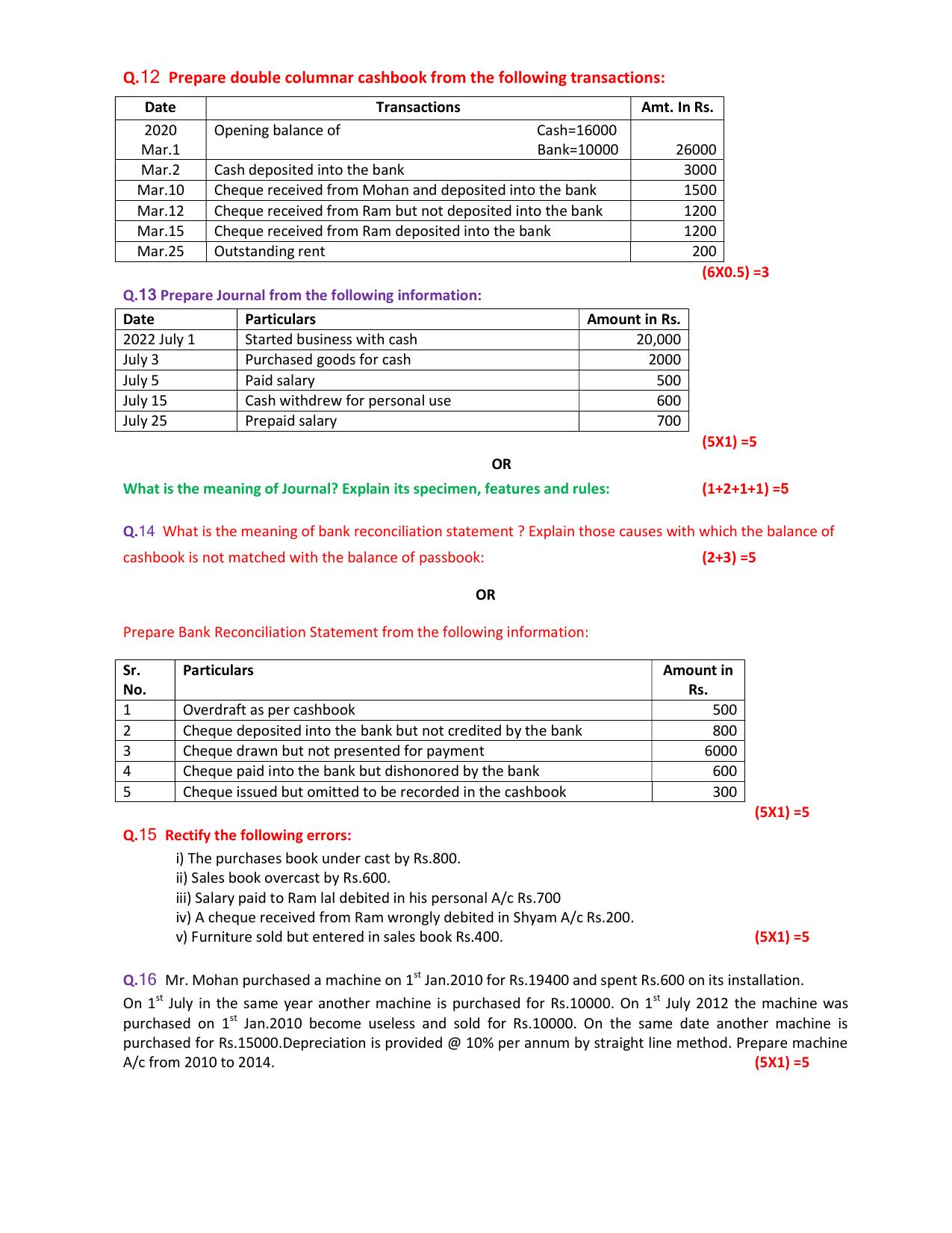 HPBOSE Class 11th Accountancy Sample Question Papers 2025 - Page 3