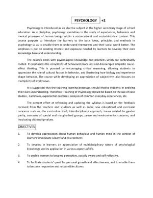 HP Board Class 12th Syllabus for Psychology