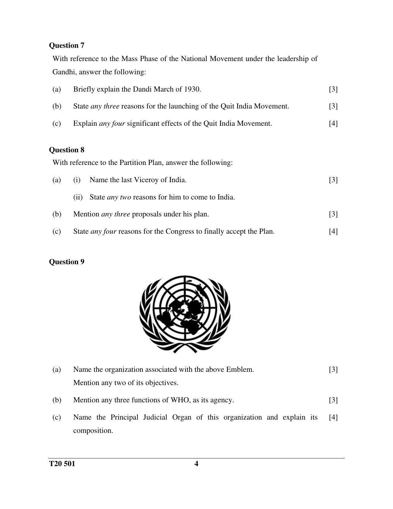 ICSE Class 10 History & Civics - H.C.G. - Paper 1 2020 Question Paper - Page 4