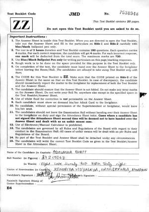 NEET Code ZZ 2016 Question Paper