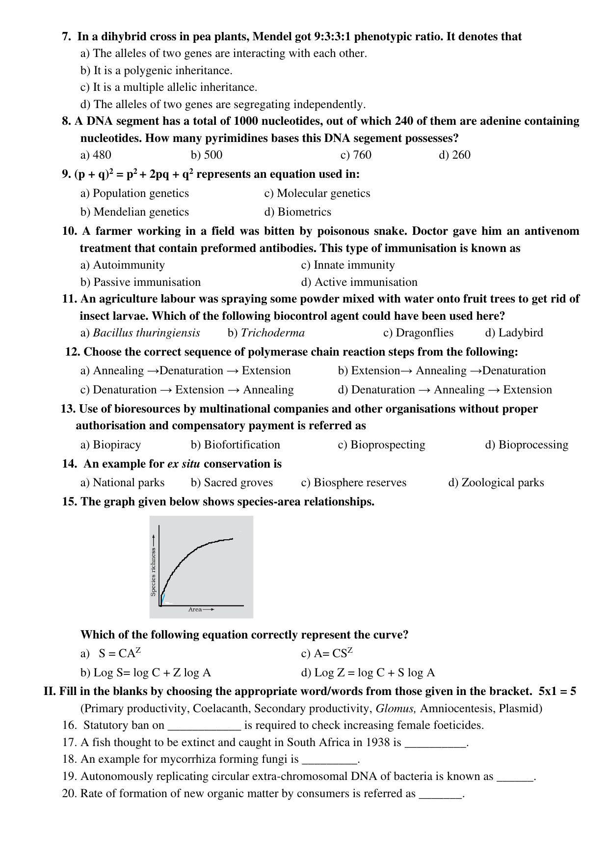 Karnataka II PUC Biology Model Question Paper II 2025 - Page 2
