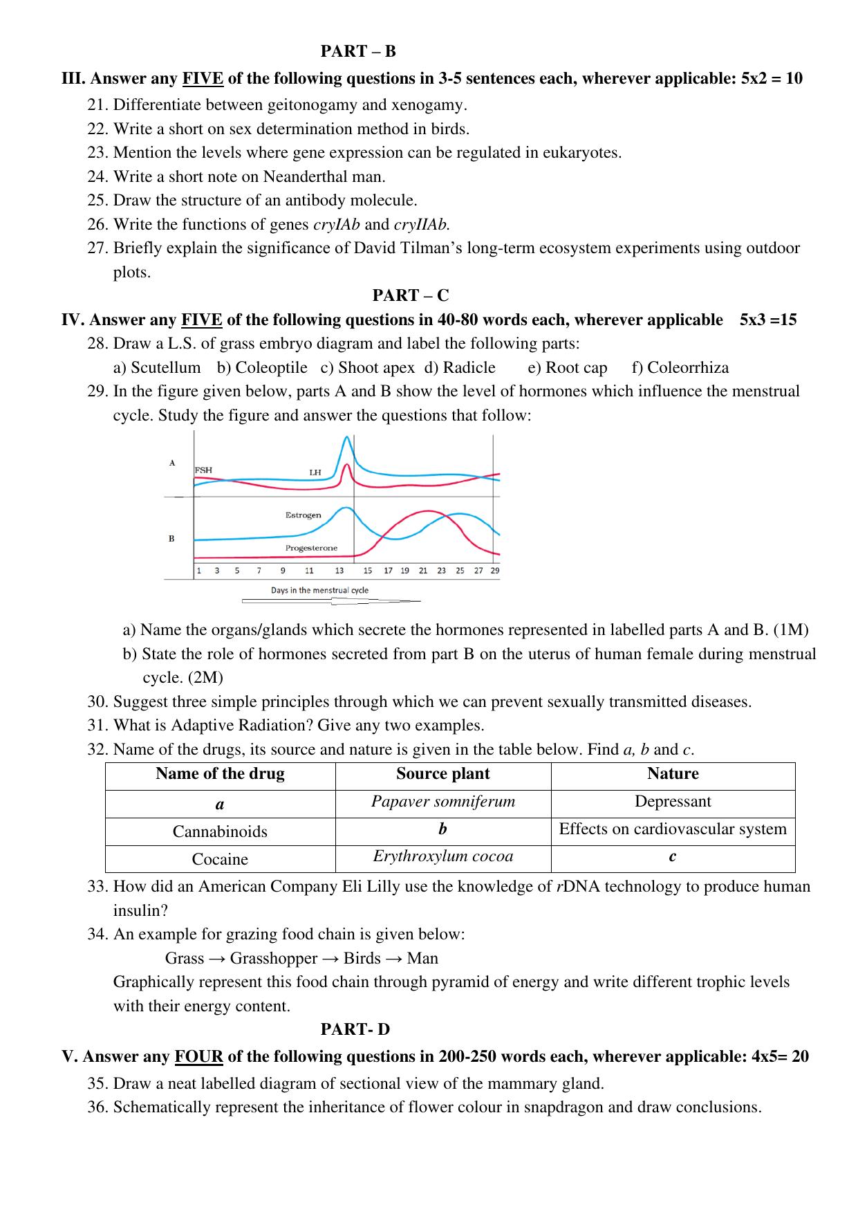 Karnataka II PUC Biology Model Question Paper II 2025 - Page 3