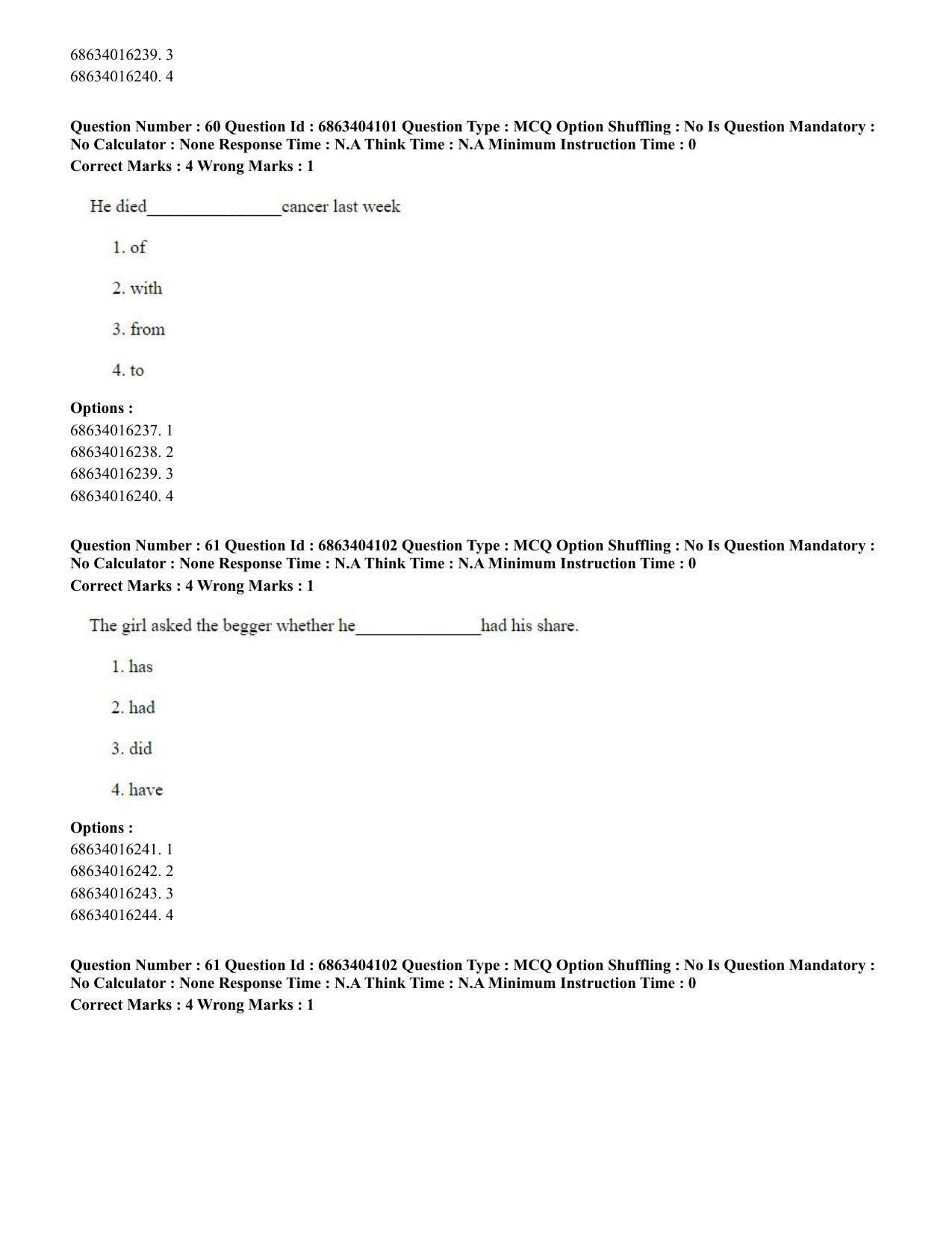 CUET PG 2023: COQP05 – B.Ed. Languages (Hindi) - Shift 1 (05-06-2023) Question Paper - Page 62