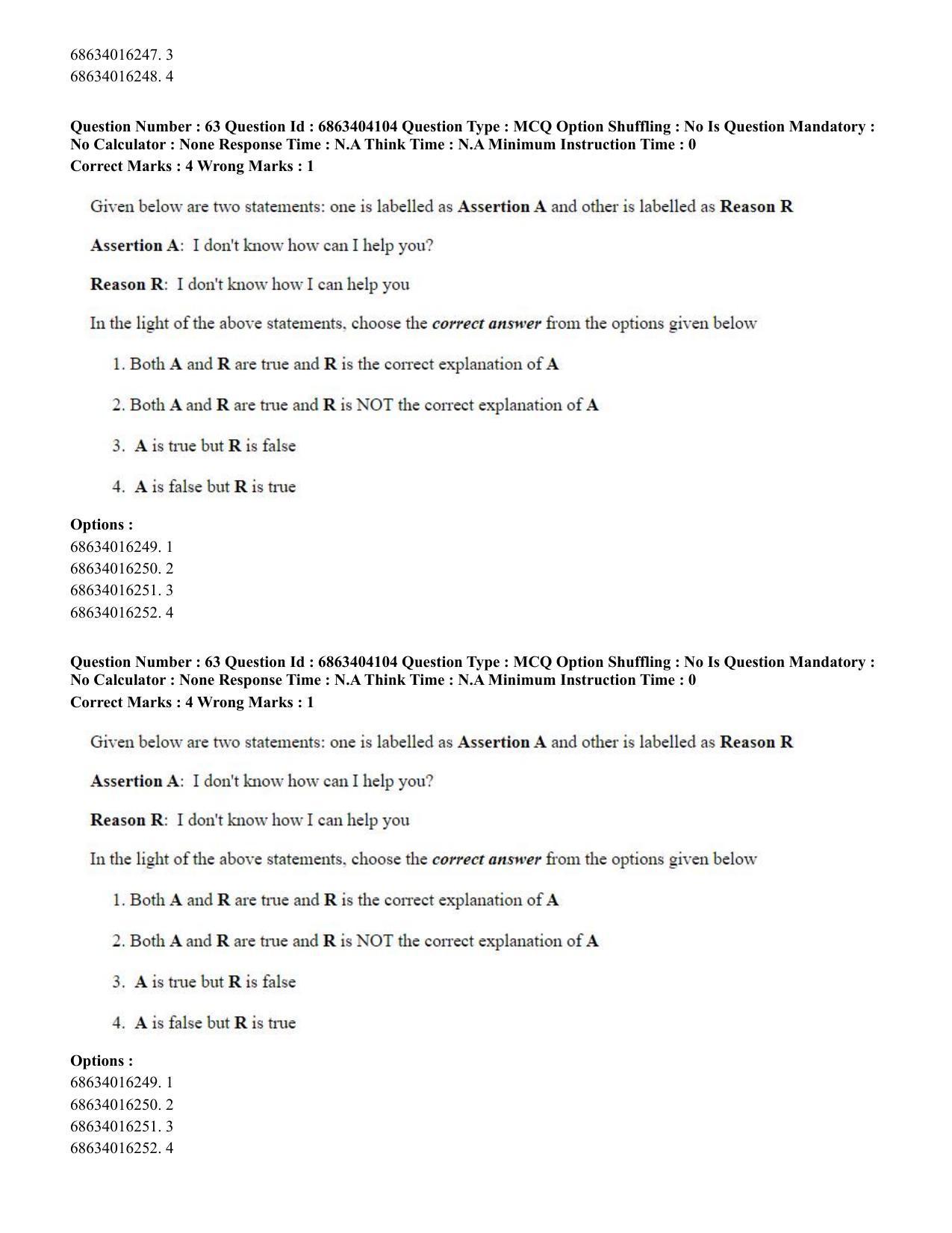 CUET PG 2023: COQP05 – B.Ed. Languages (Hindi) - Shift 1 (05-06-2023) Question Paper - Page 64