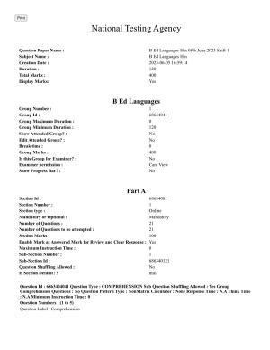 CUET PG 2023: COQP05 – B.Ed. Languages (Hindi) - Shift 1 (05-06-2023) Question Paper