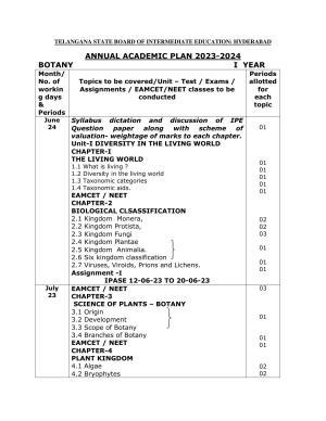 Telangana Board: TS Inter 1st Year BOTANY Syllabus