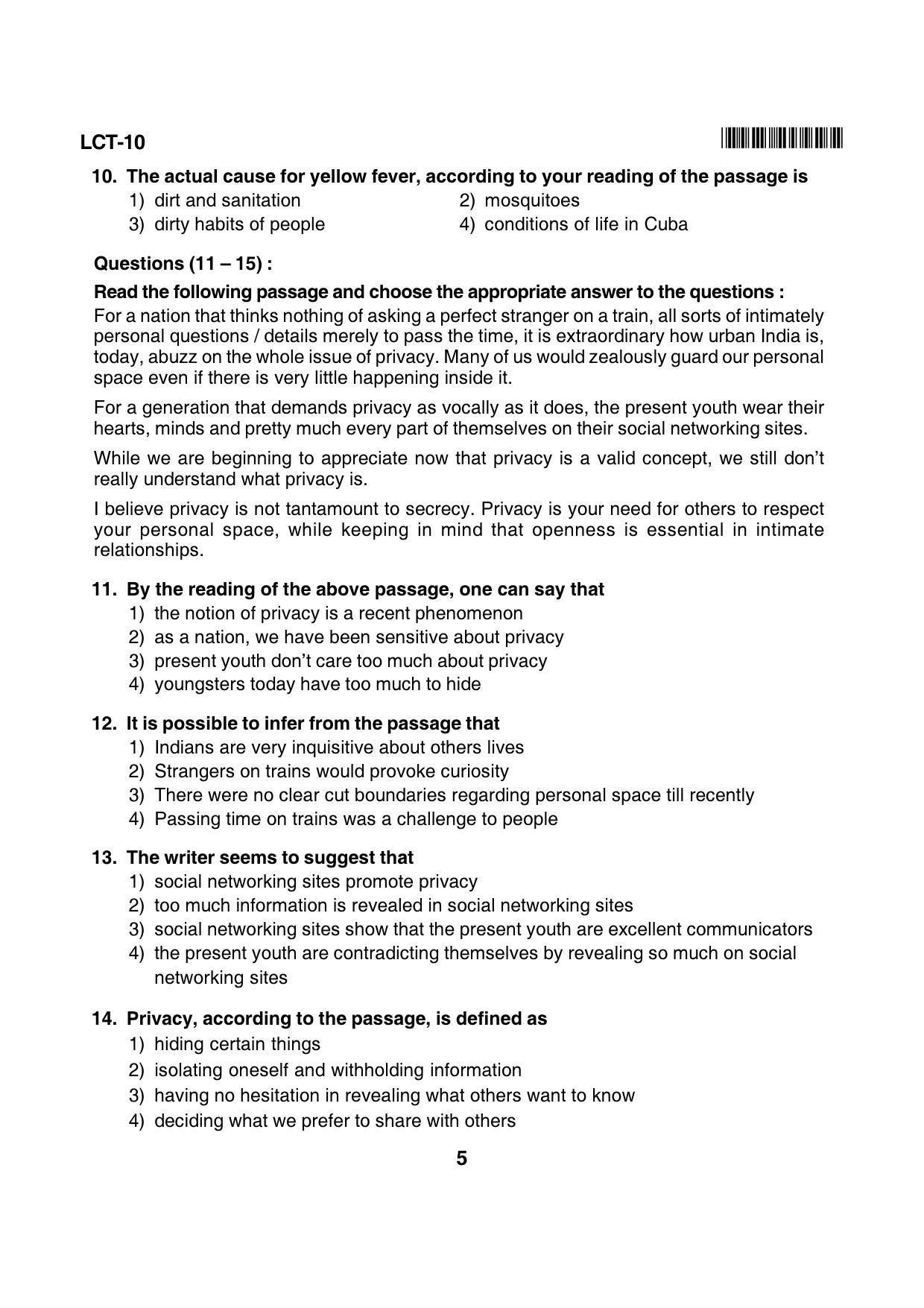 Karnataka NTSE 2013 LCT Question Paper - Page 5