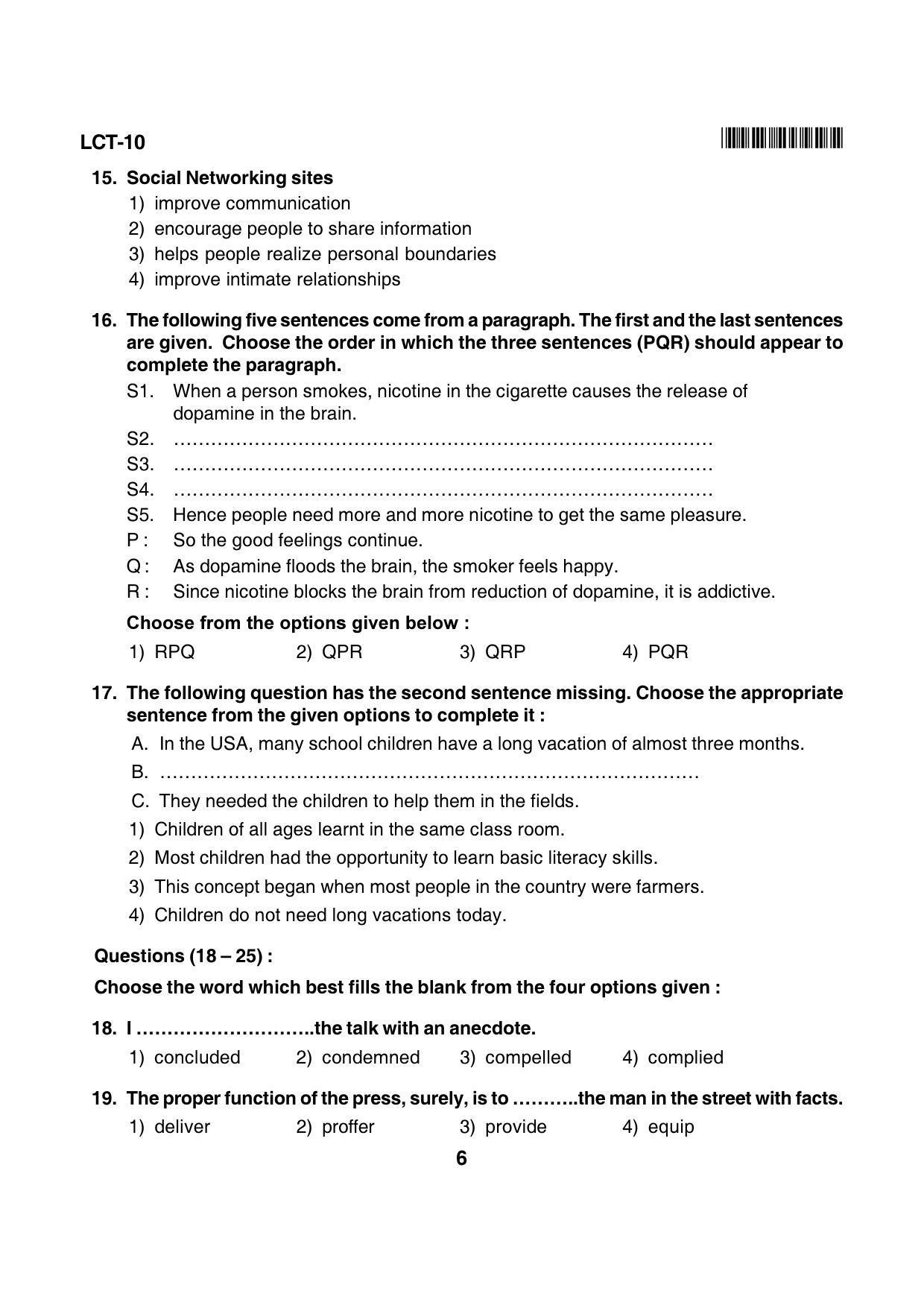 Karnataka NTSE 2013 LCT Question Paper - Page 6