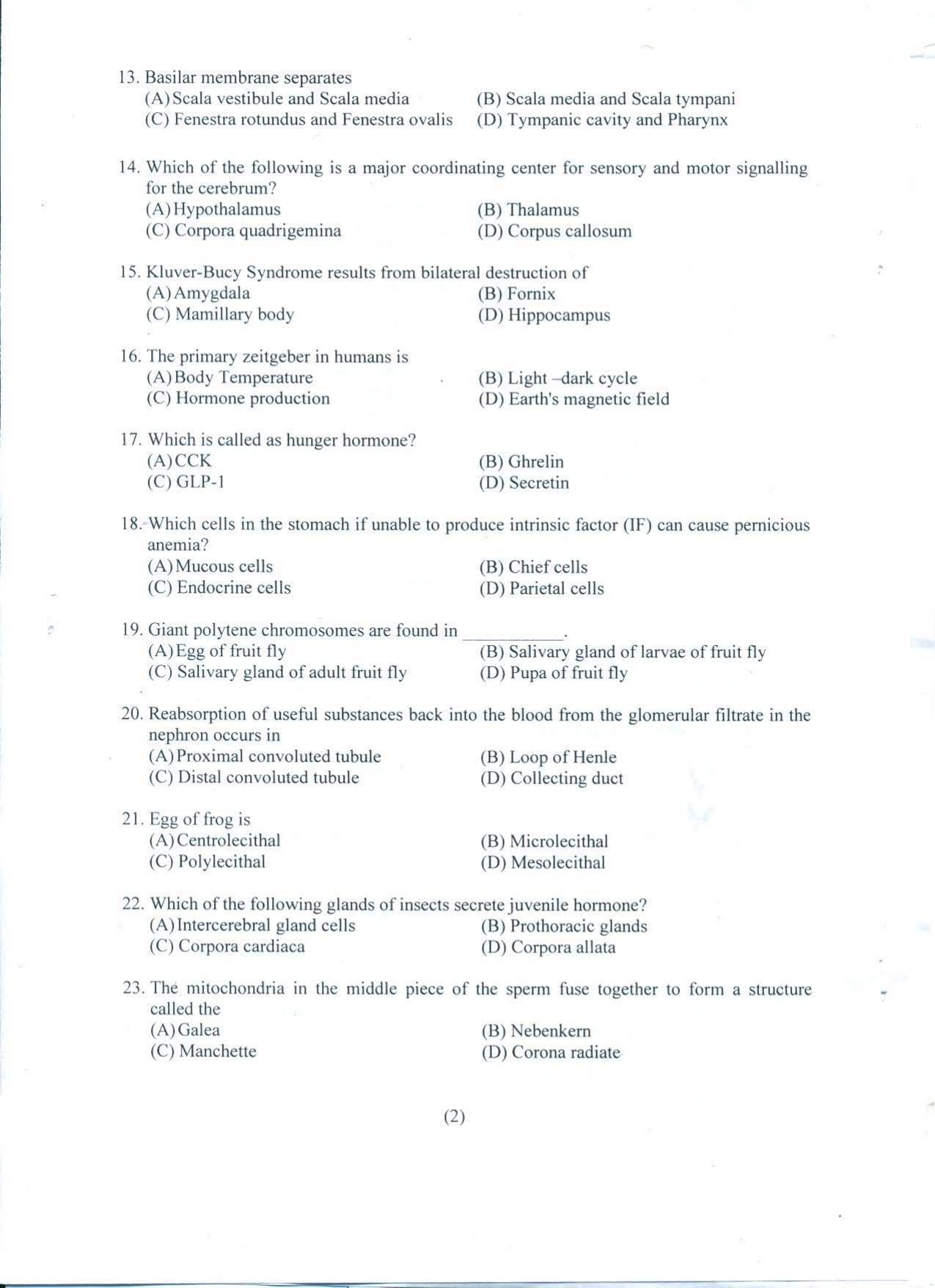 PUCET UG 2022 Biology Question Paper - Page 3