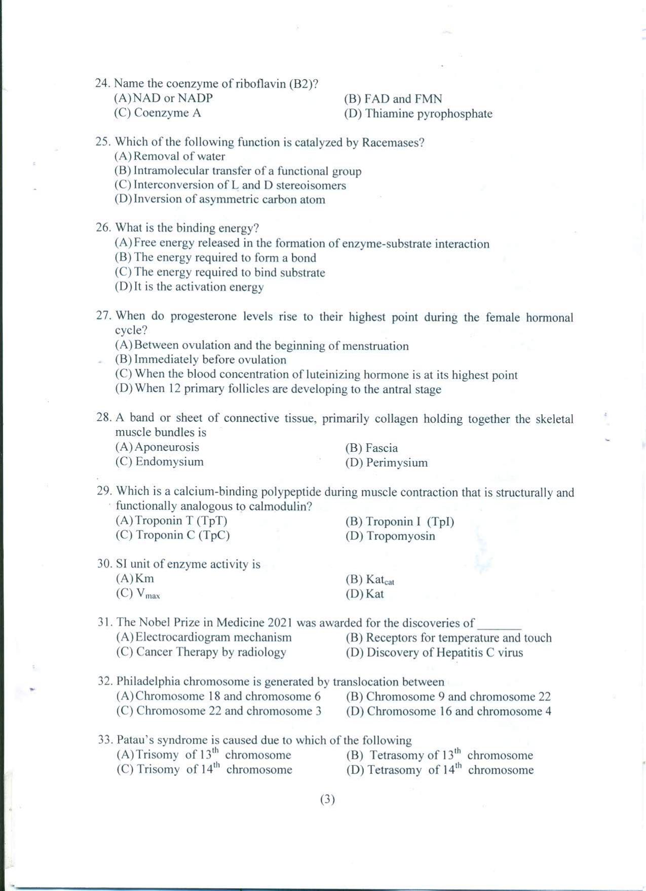 PUCET UG 2022 Biology Question Paper - Page 4