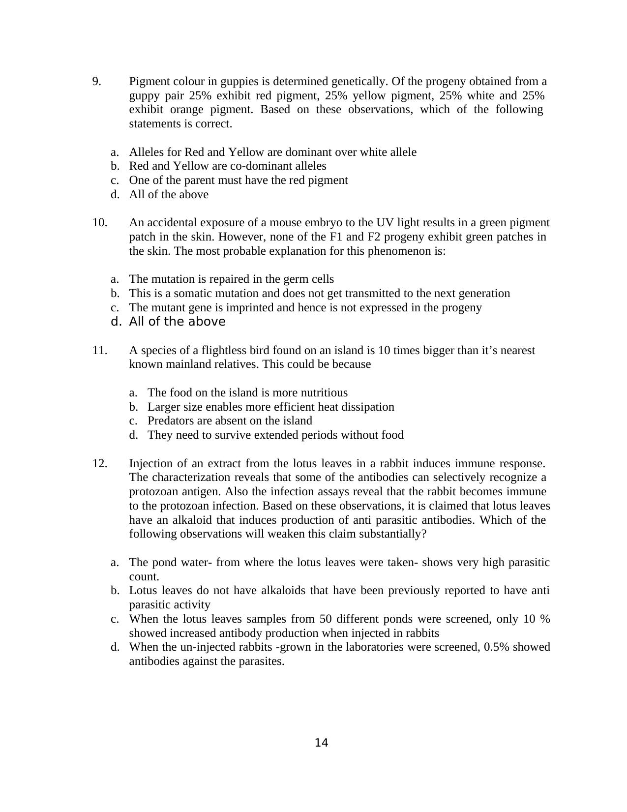 JGEEBILS Biology Question Paper 2011 - Page 14