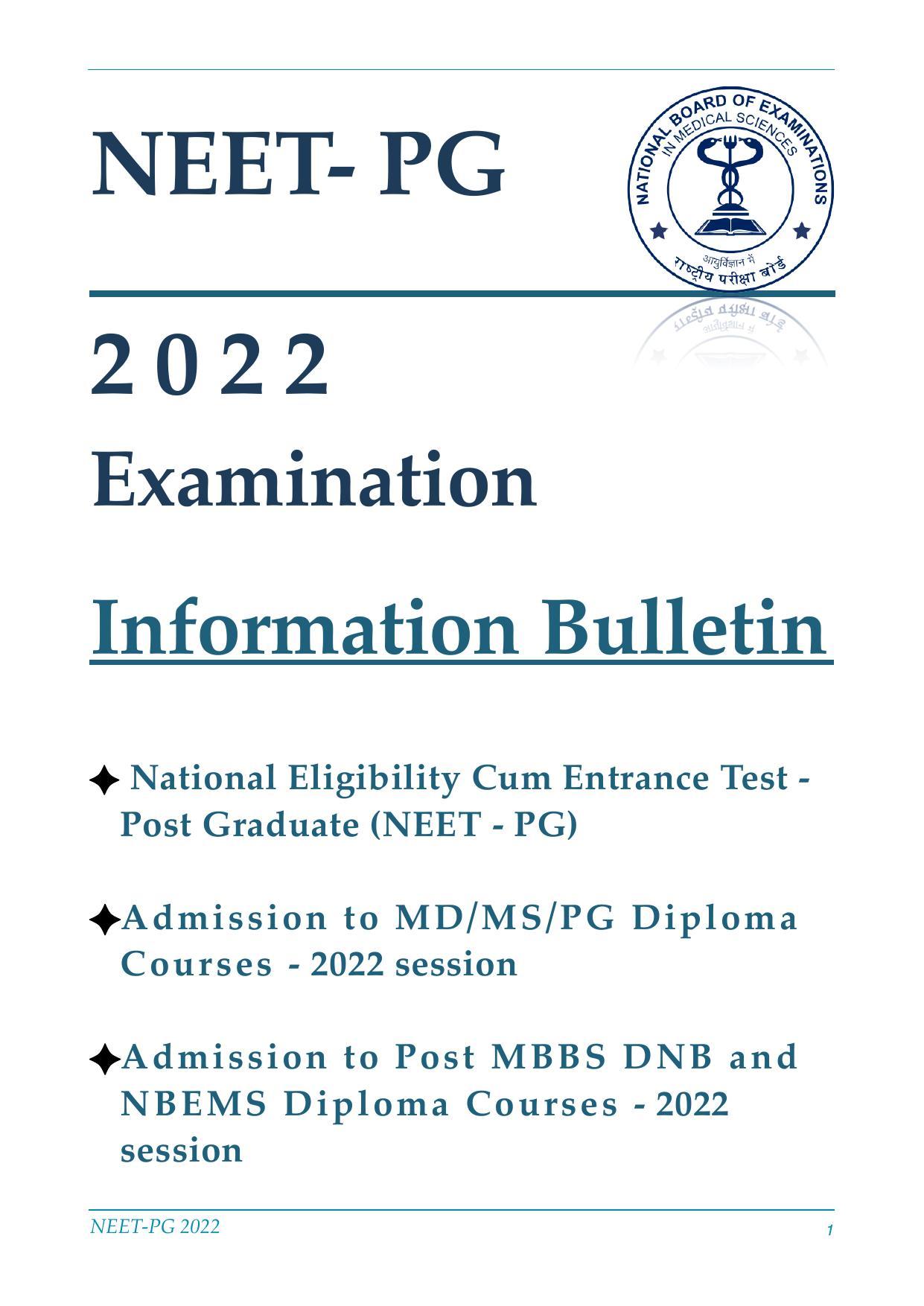 NEET-PG Exam 2022 - Page 1