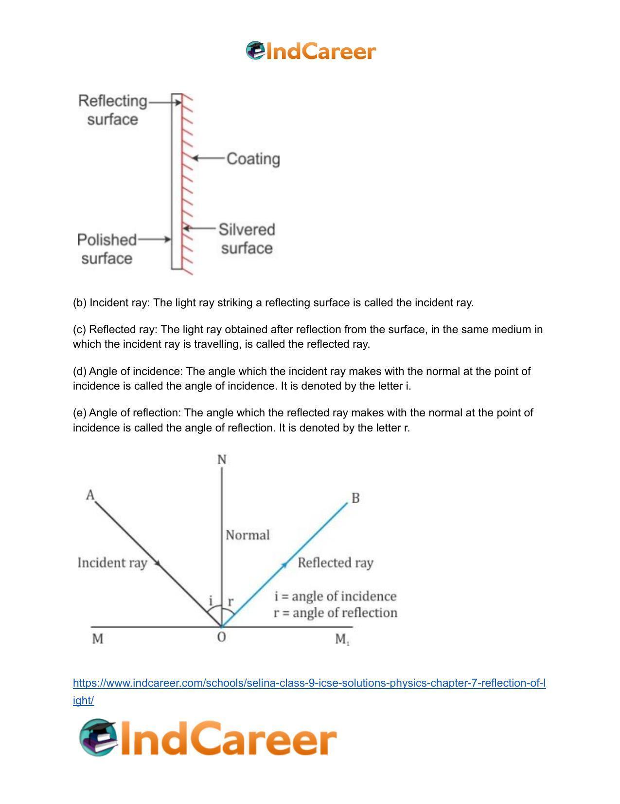 Selina Class 9 ICSE Solutions Physics : Chapter 7- Reflection of Light - Page 3