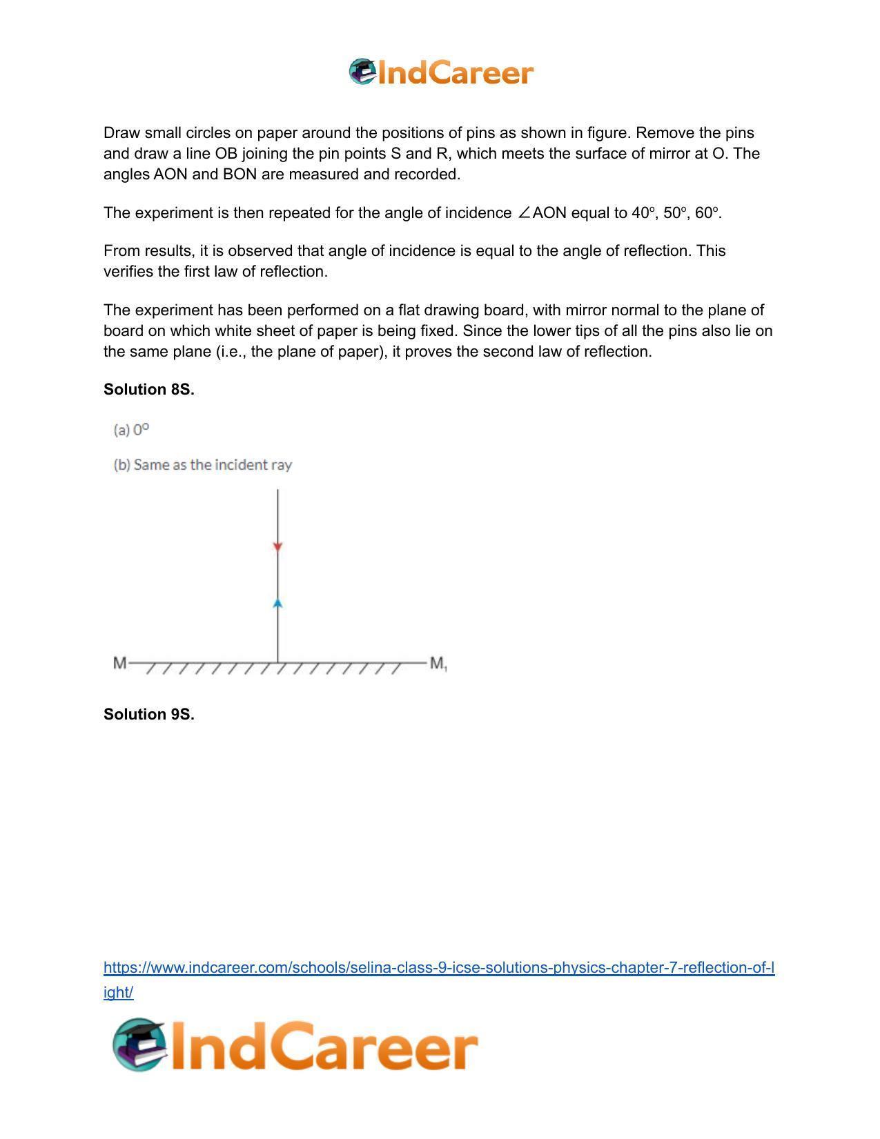 Selina Class 9 ICSE Solutions Physics : Chapter 7- Reflection of Light - Page 6