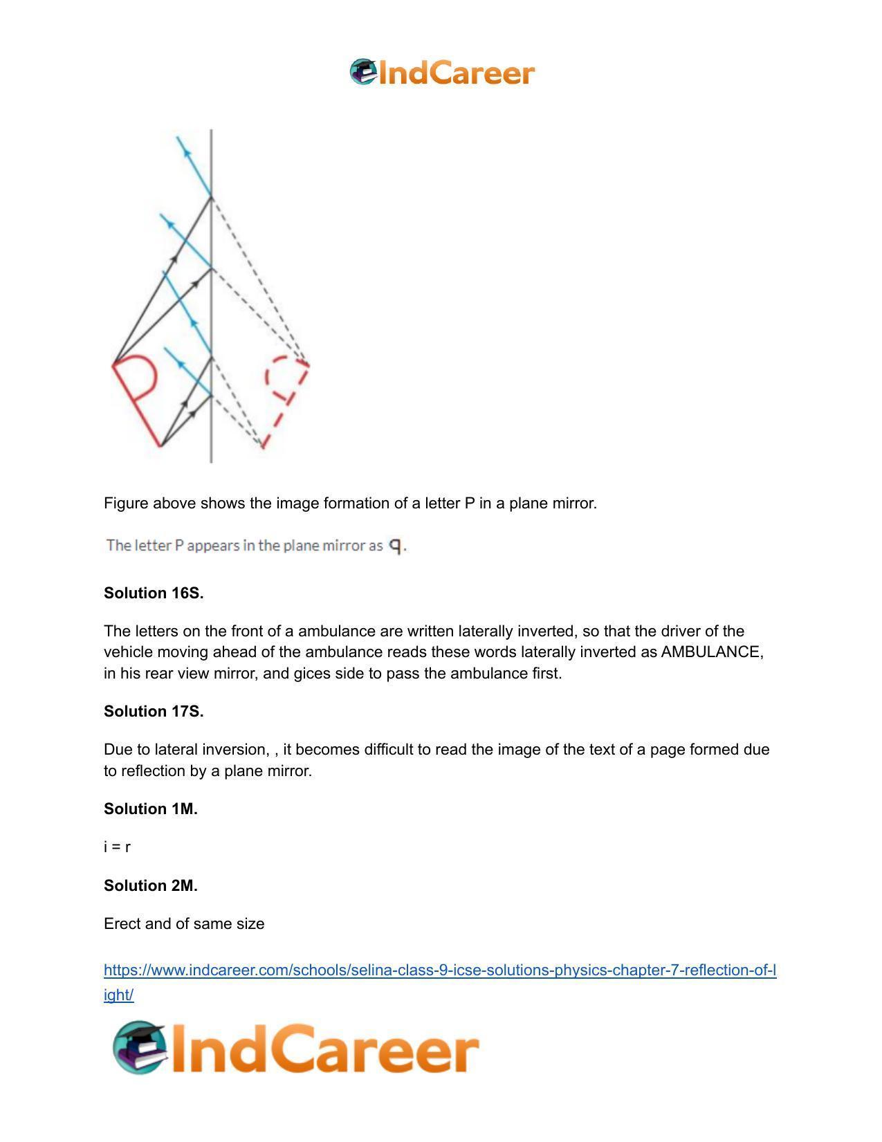 Selina Class 9 ICSE Solutions Physics : Chapter 7- Reflection of Light - Page 10