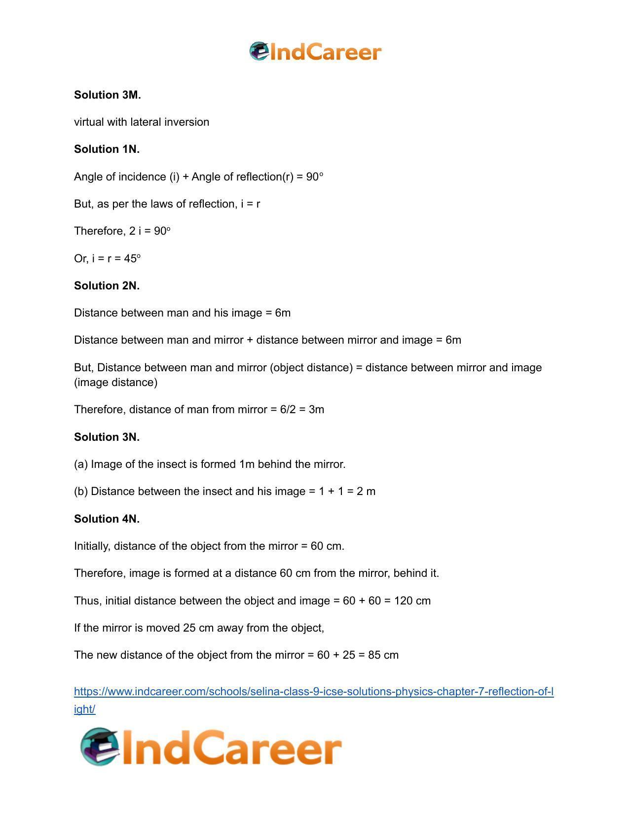 Selina Class 9 ICSE Solutions Physics : Chapter 7- Reflection of Light - Page 11