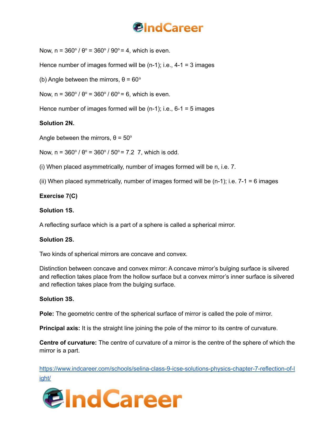 Selina Class 9 ICSE Solutions Physics : Chapter 7- Reflection of Light - Page 15