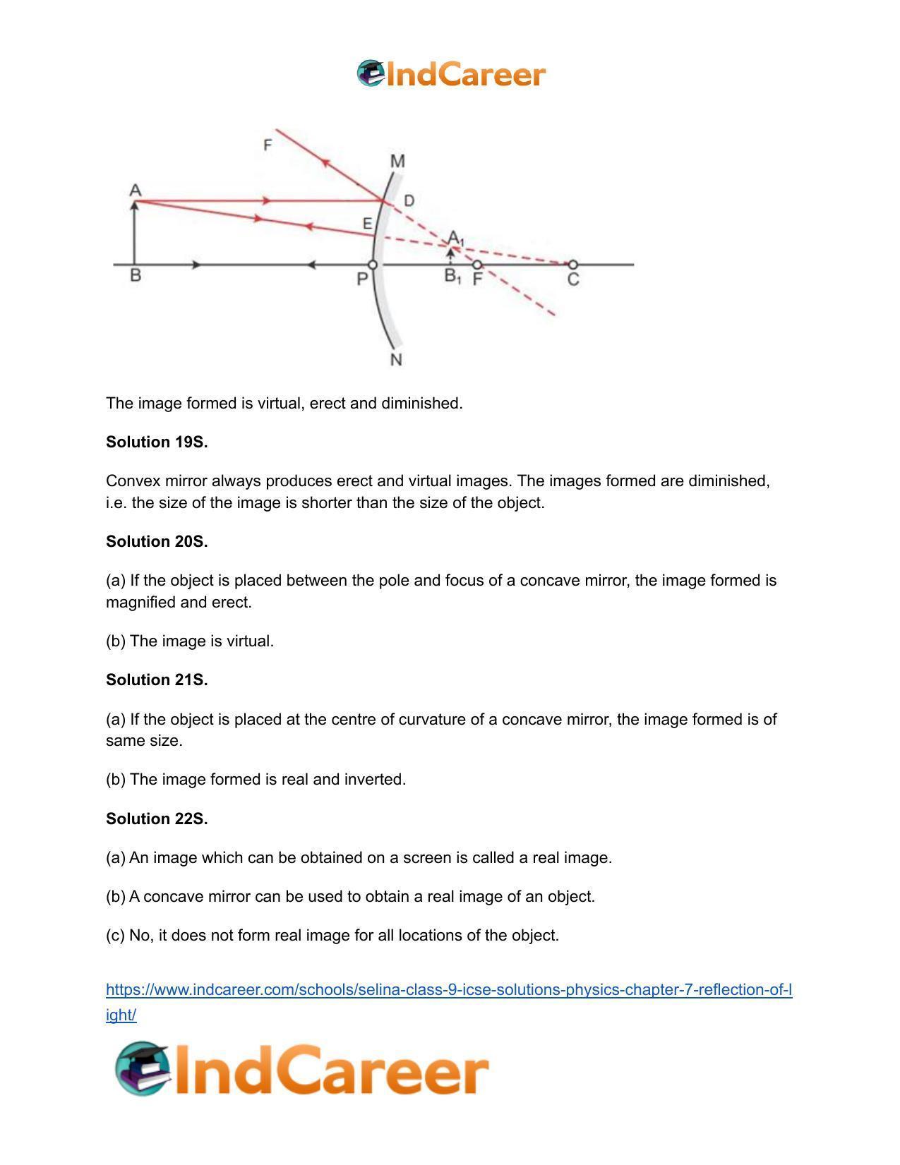 Selina Class 9 ICSE Solutions Physics : Chapter 7- Reflection of Light - Page 25