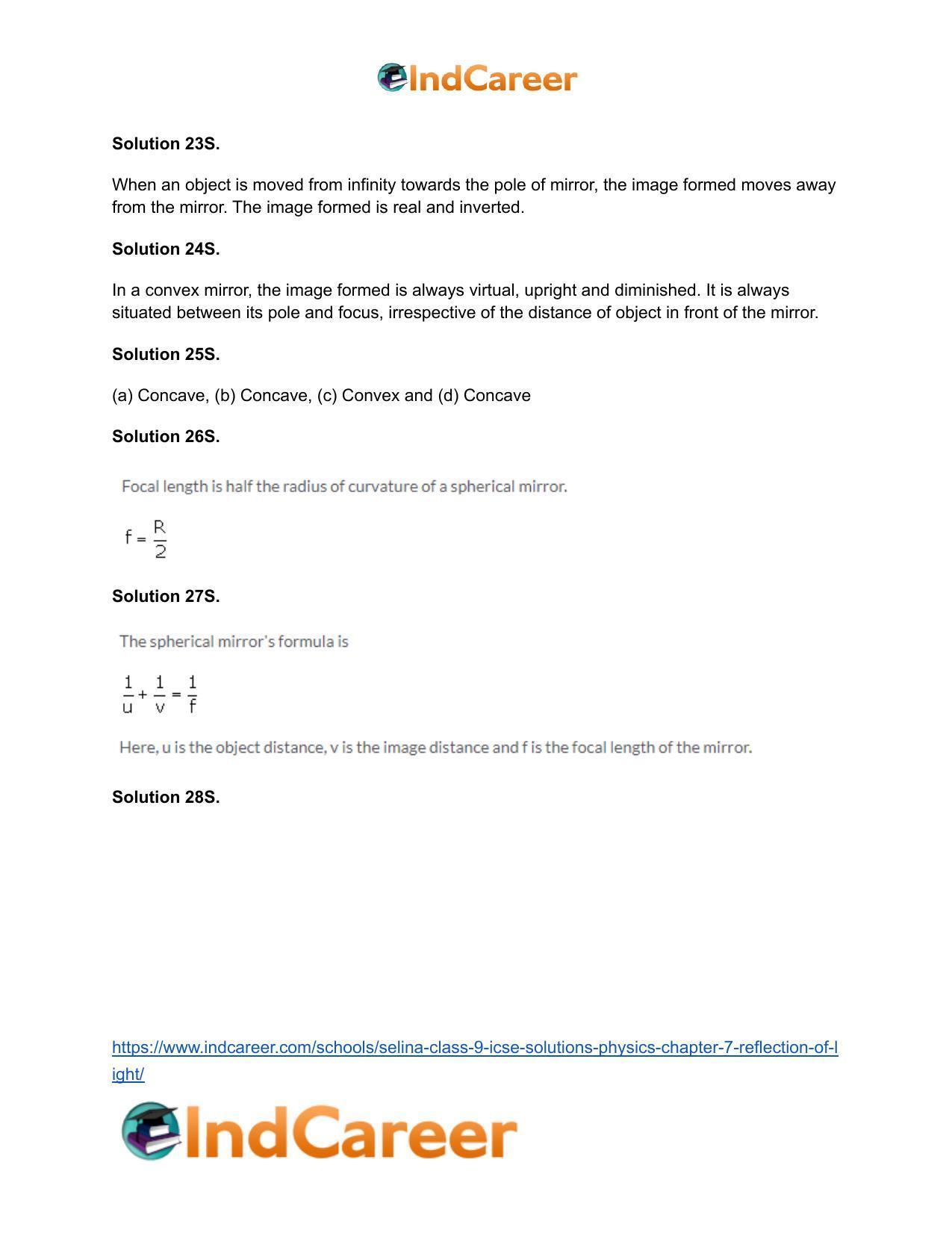 Selina Class 9 ICSE Solutions Physics : Chapter 7- Reflection of Light - Page 26