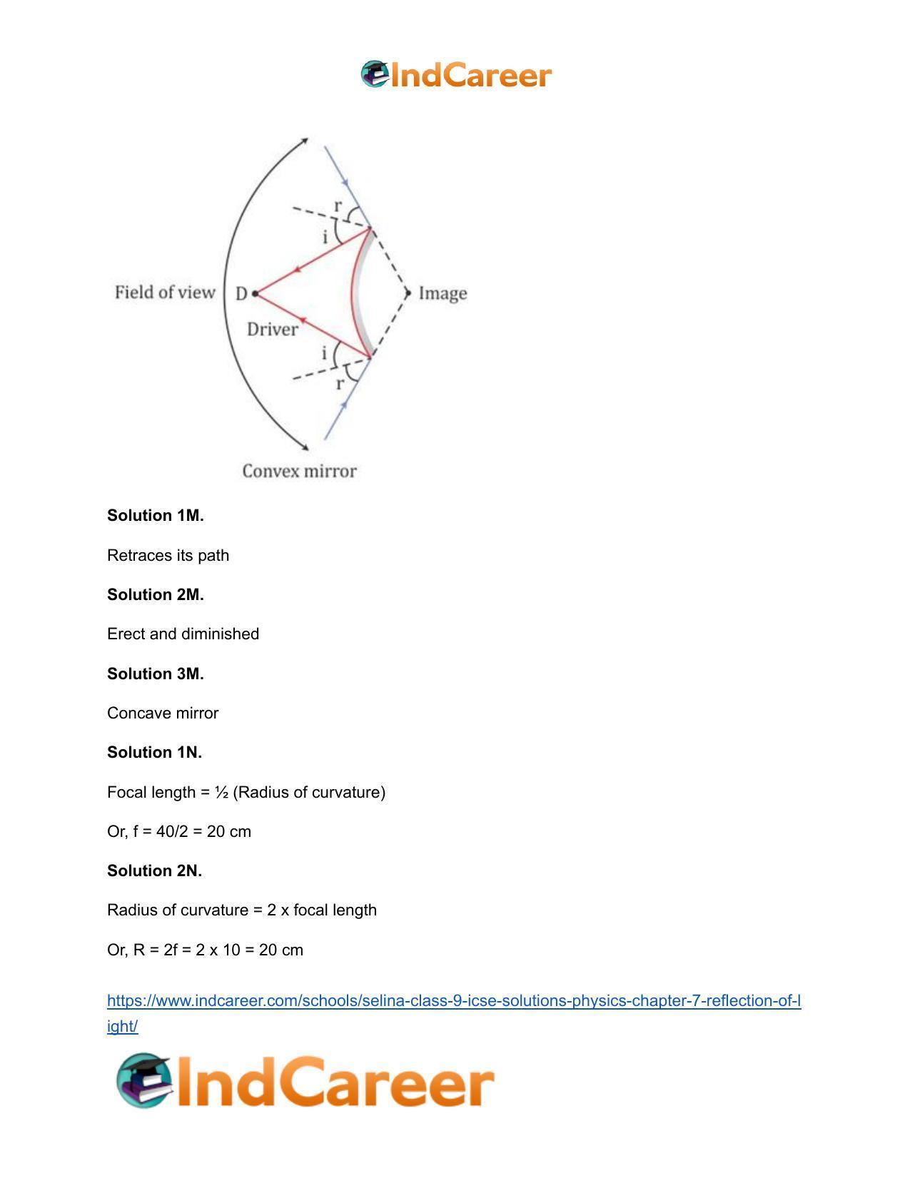 Selina Class 9 ICSE Solutions Physics : Chapter 7- Reflection of Light - Page 29