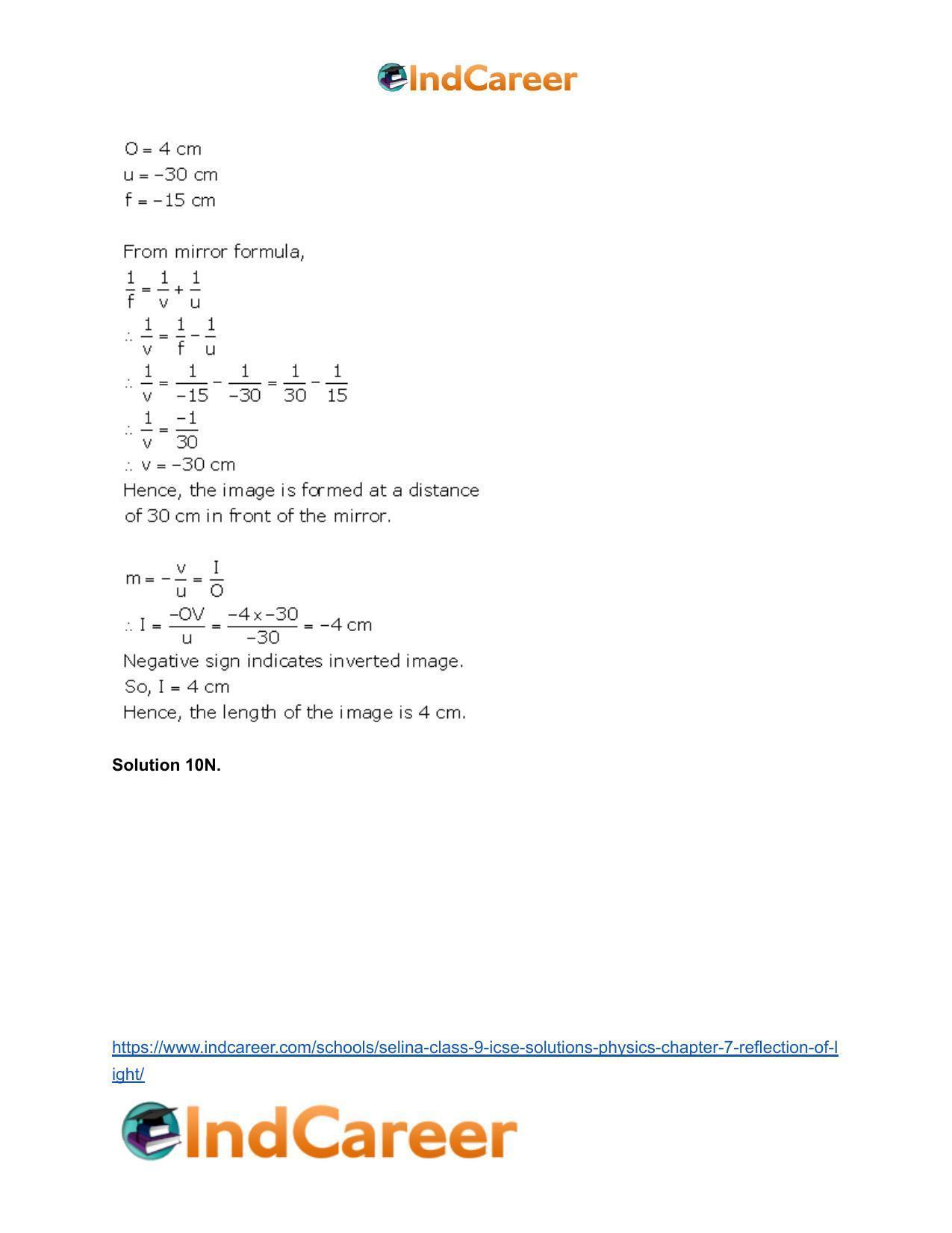 Selina Class 9 ICSE Solutions Physics : Chapter 7- Reflection of Light - Page 33