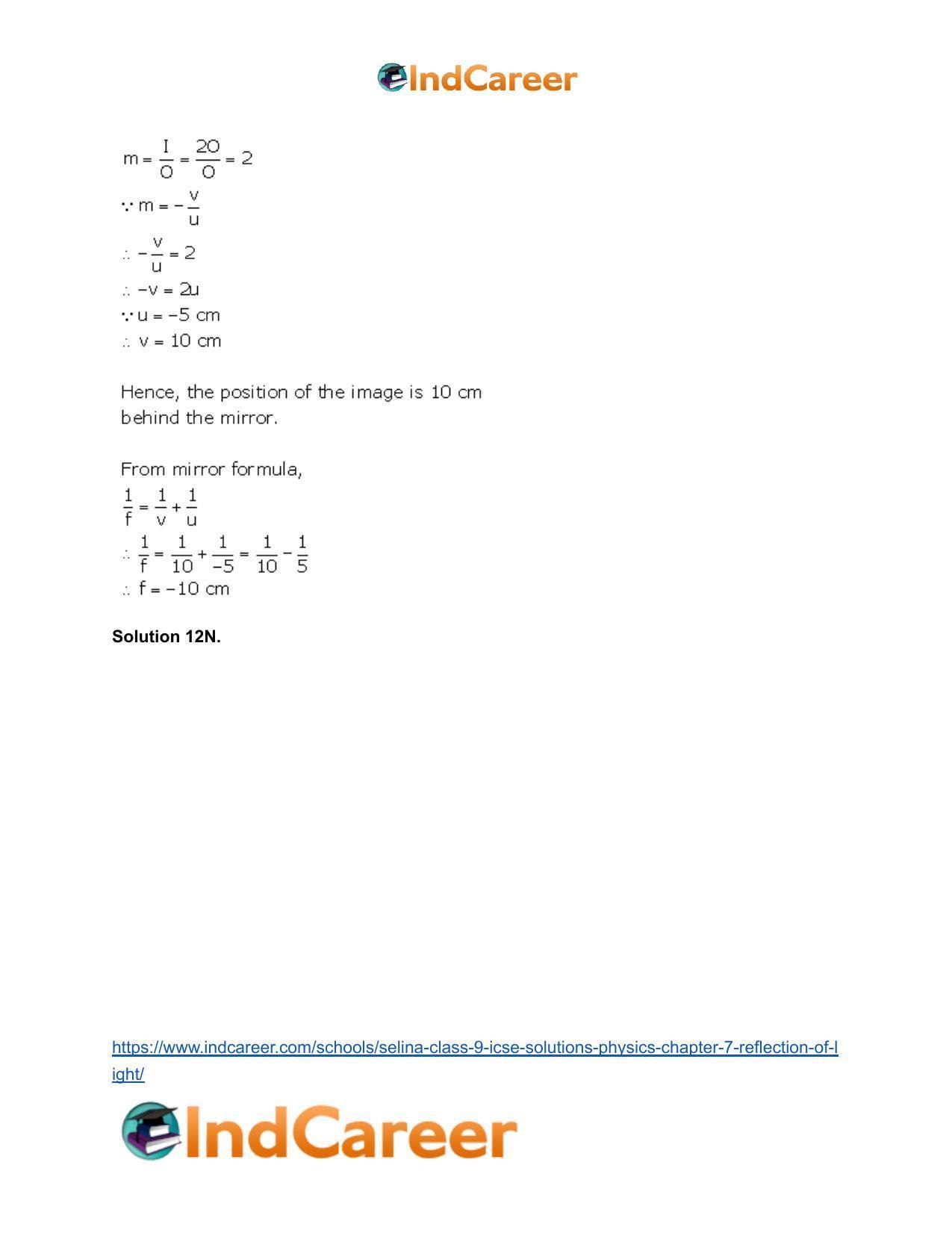 Selina Class 9 ICSE Solutions Physics : Chapter 7- Reflection of Light - Page 35