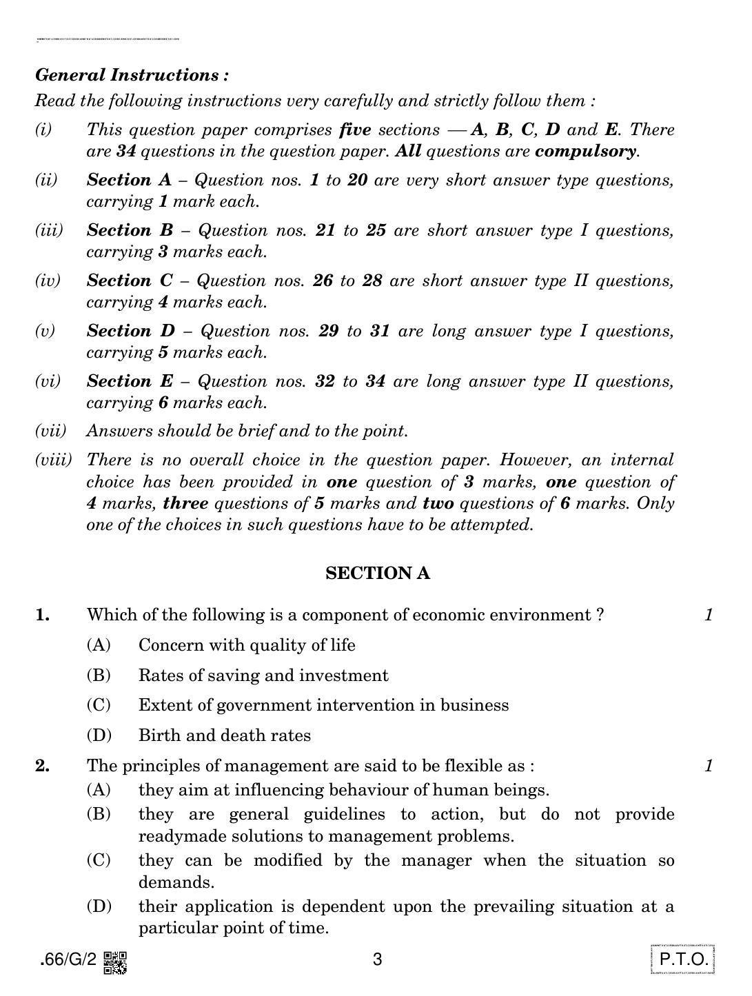 CBSE Class 12 66-C-2 - Business Studies 2020 Compartment Question Paper - Page 3