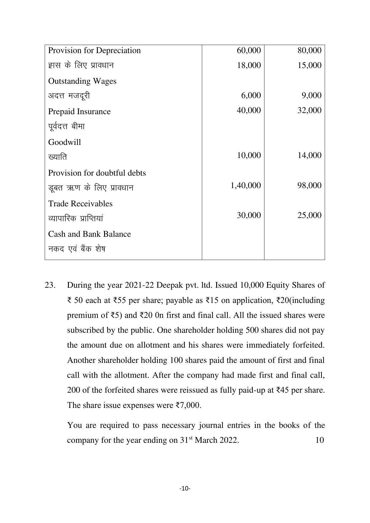 Haryana Board Class 12 Accountancy Code A Sample Papers - Page 10