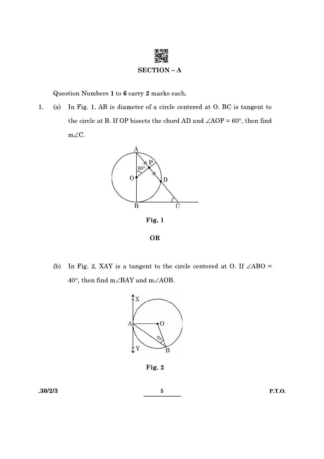 CBSE Class 10 Maths (30/2/3 - SET III) 2022 Question Paper - Page 5