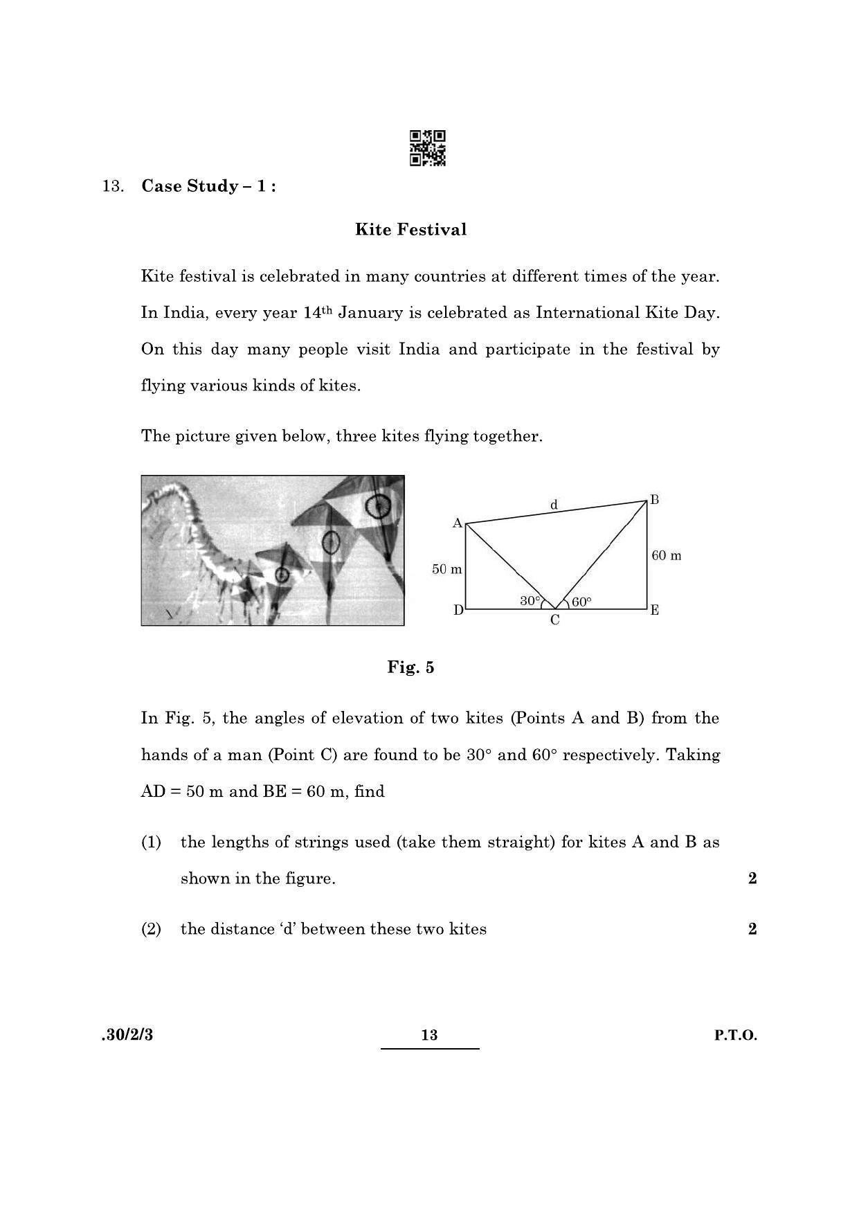 CBSE Class 10 Maths (30/2/3 - SET III) 2022 Question Paper - Page 13