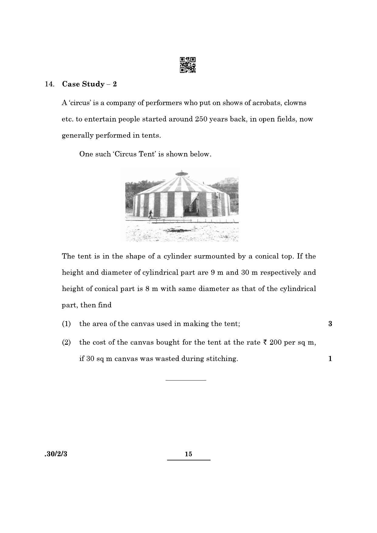 CBSE Class 10 Maths (30/2/3 - SET III) 2022 Question Paper - Page 15