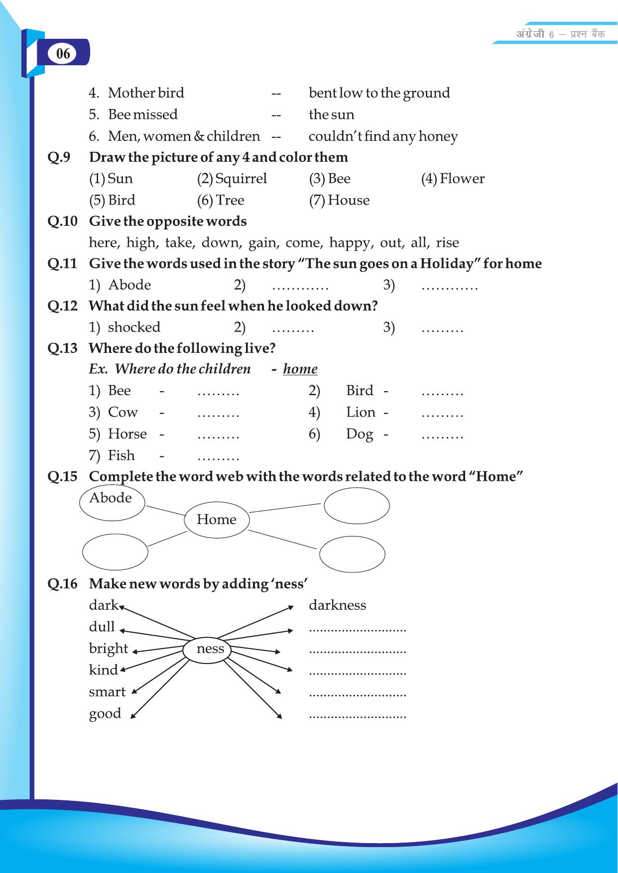 Chhattisgarh Board Class 6 English Question Bank - Page 8