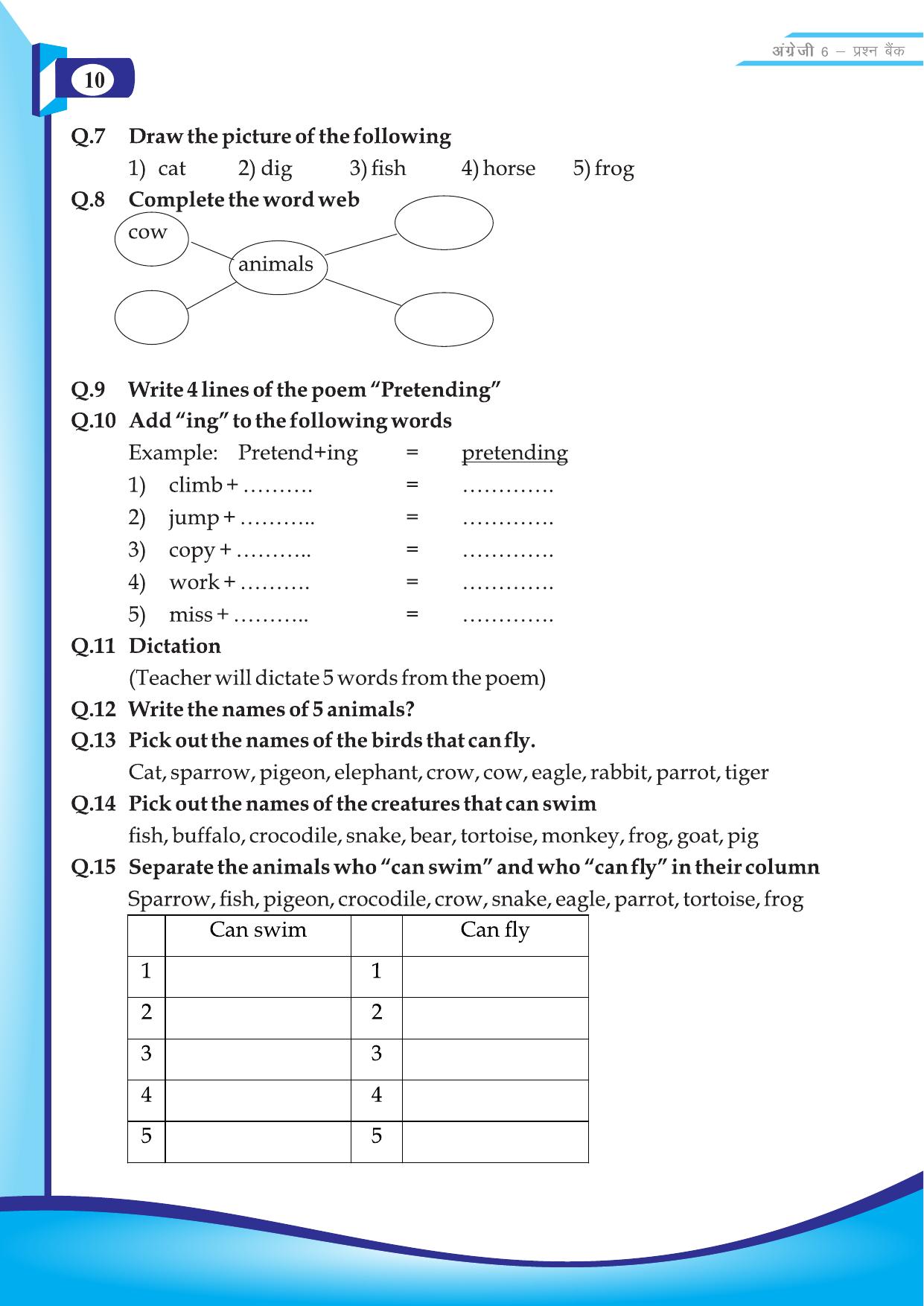 Chhattisgarh Board Class 6 English Question Bank - Page 12
