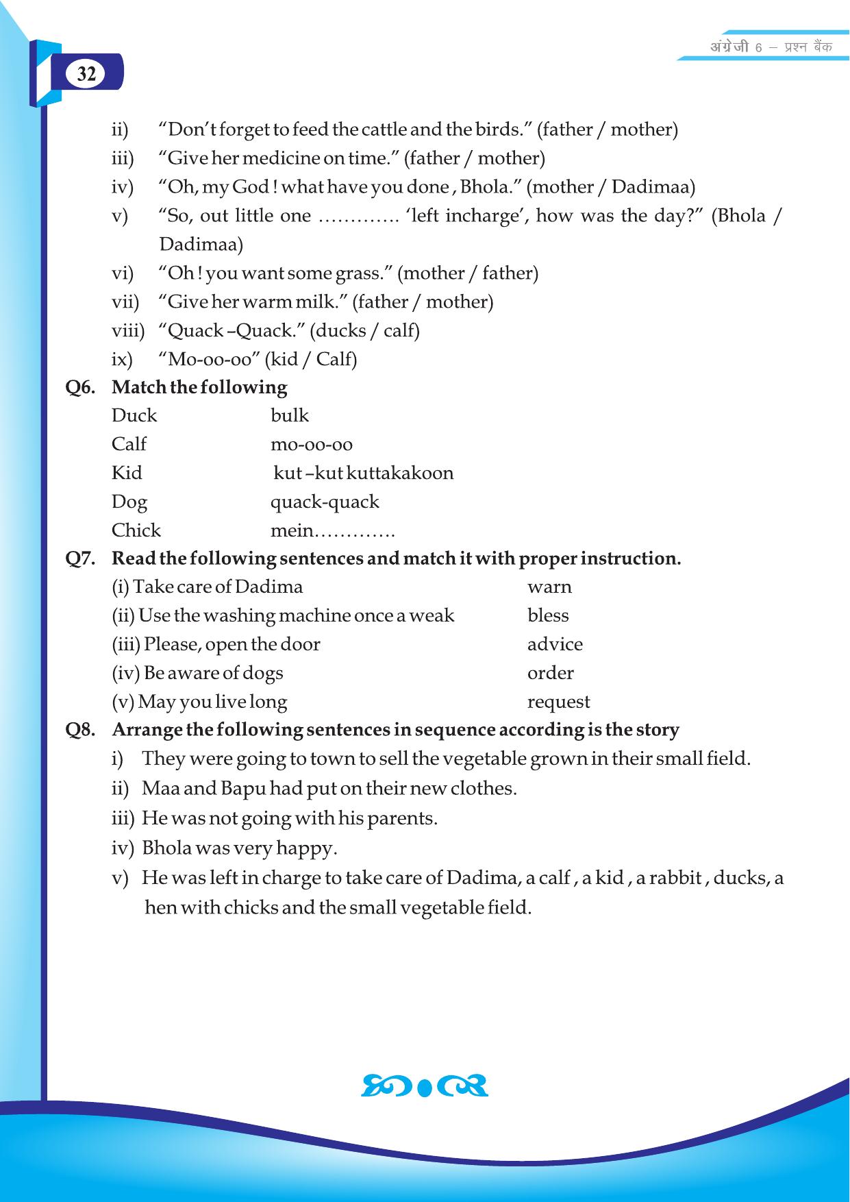 Chhattisgarh Board Class 6 English Question Bank - Page 34