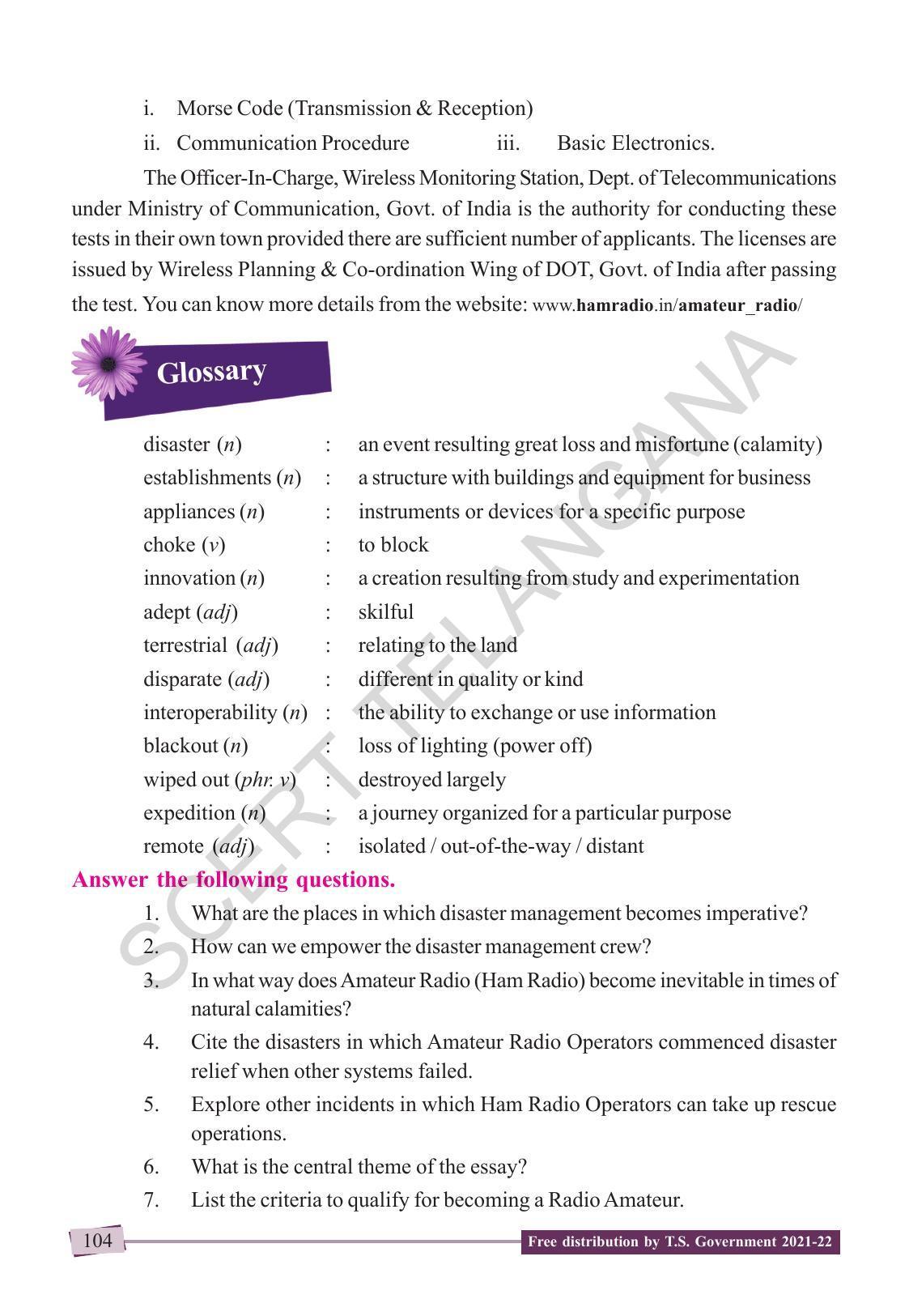 TS SCERT Class 9 English (English Medium) Text Book - Page 114